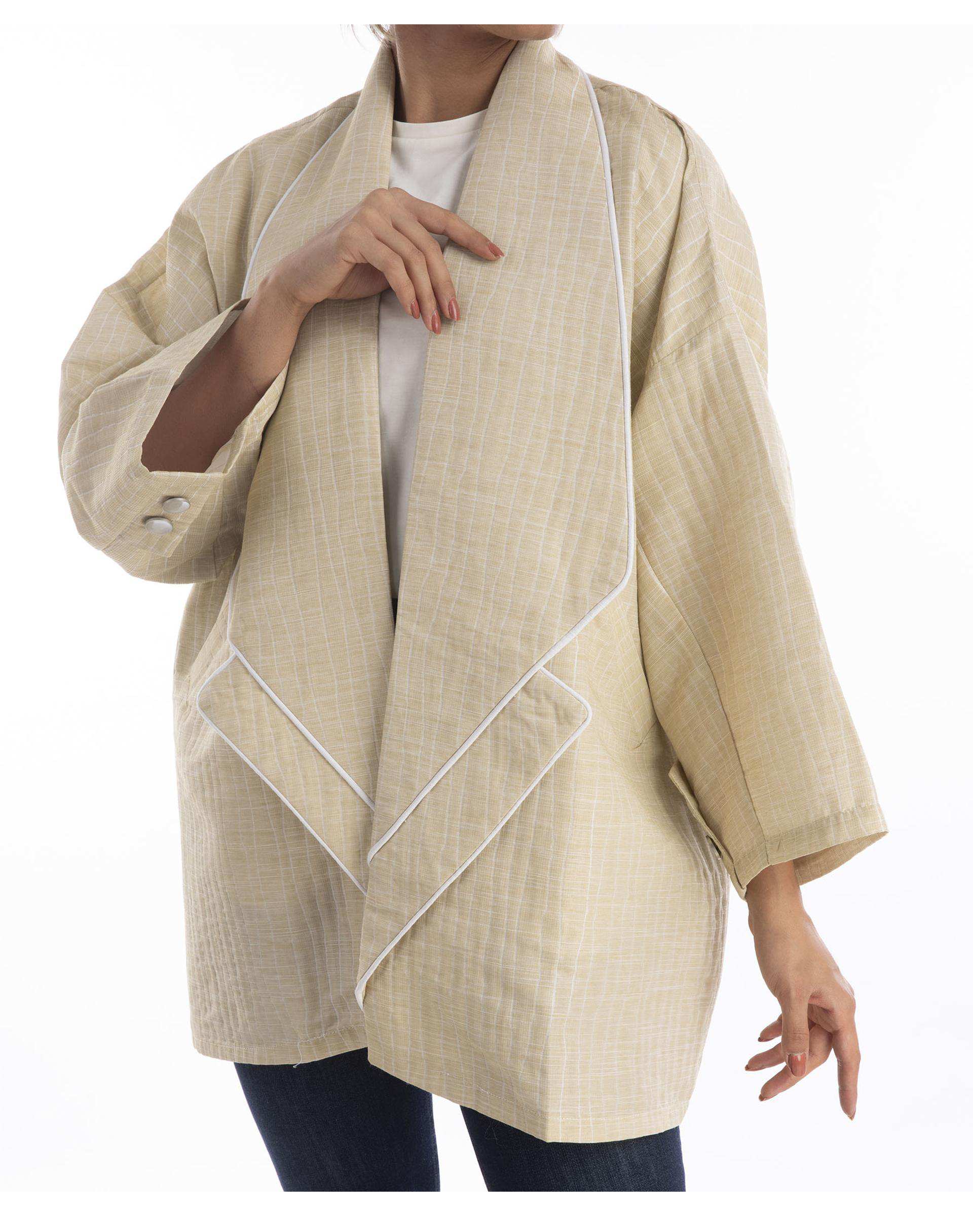 مانتو زنانه یقه دوبل کرم ریس Rees کد 1006020-25