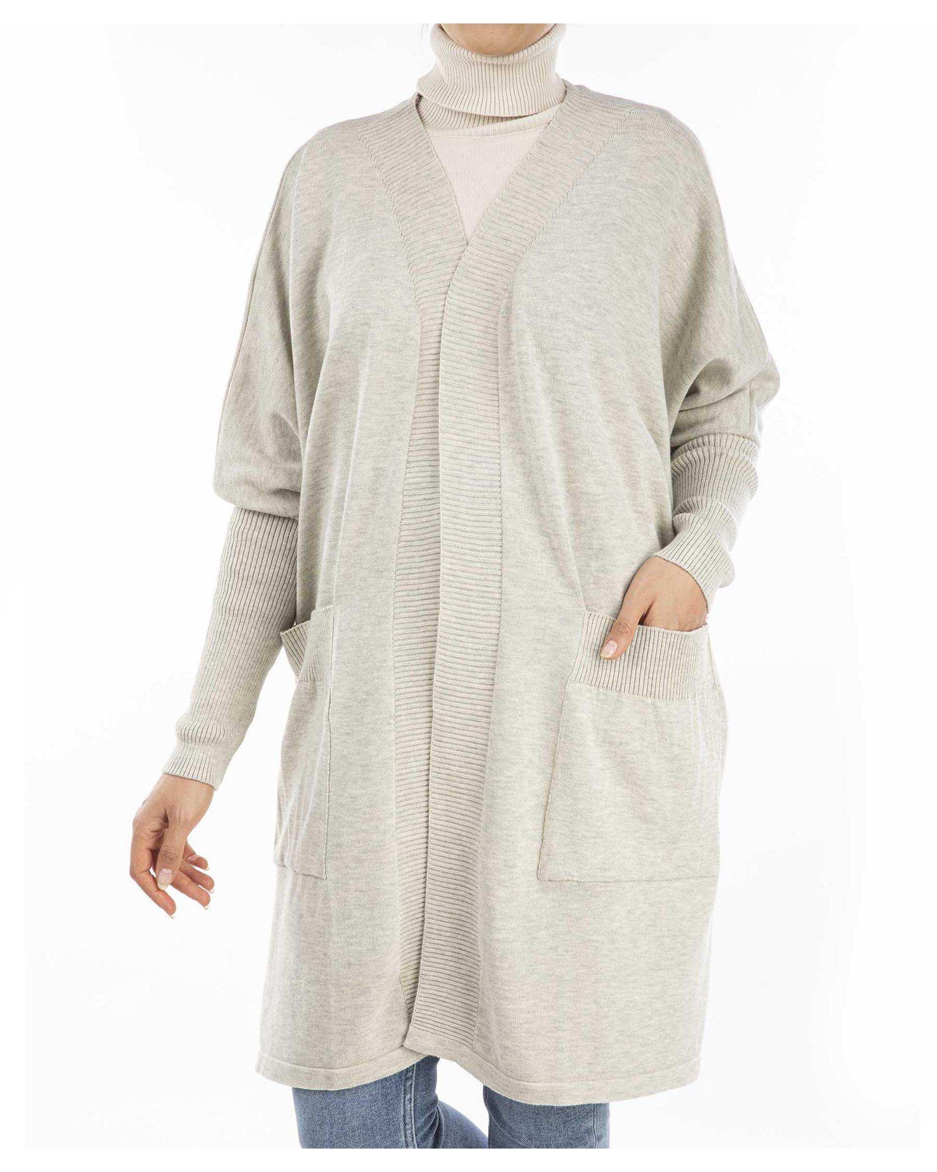 مانتو زنانه بافت طوسی ملانژ ریس Rees کد 1006024-10