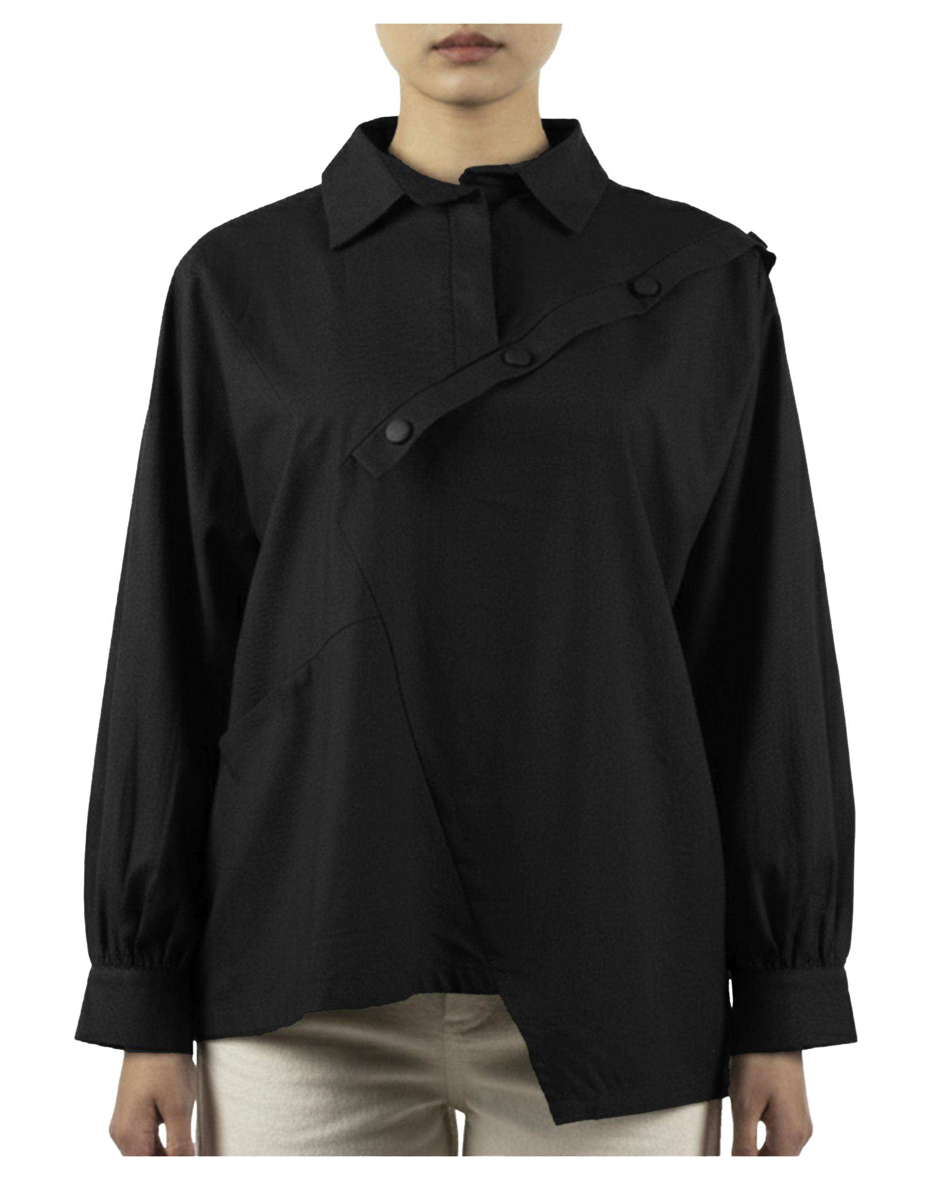 شومیز زنانه کتان مشکی ریس Rees کد 1026011-01