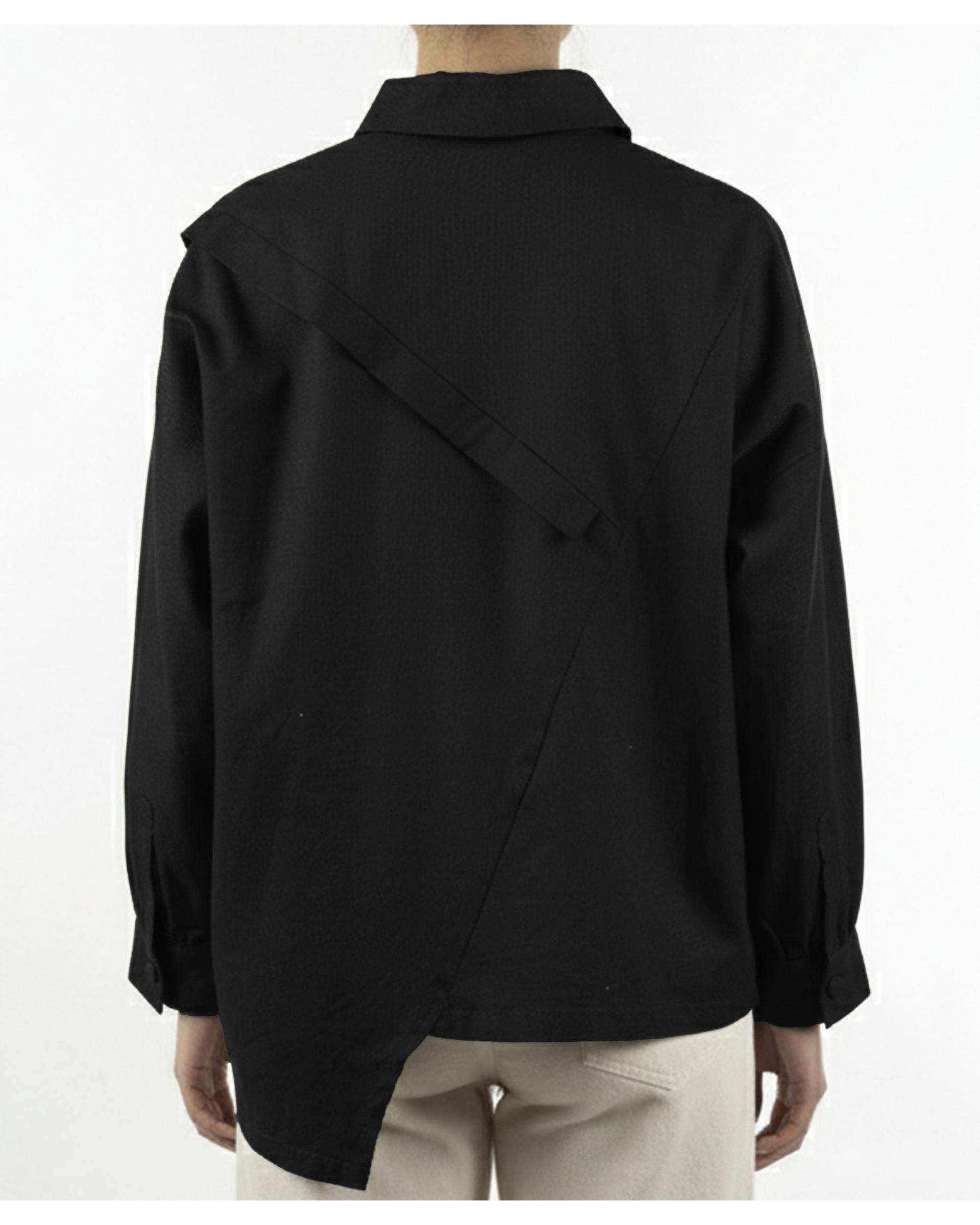 شومیز زنانه کتان مشکی ریس Rees کد 1026011-01