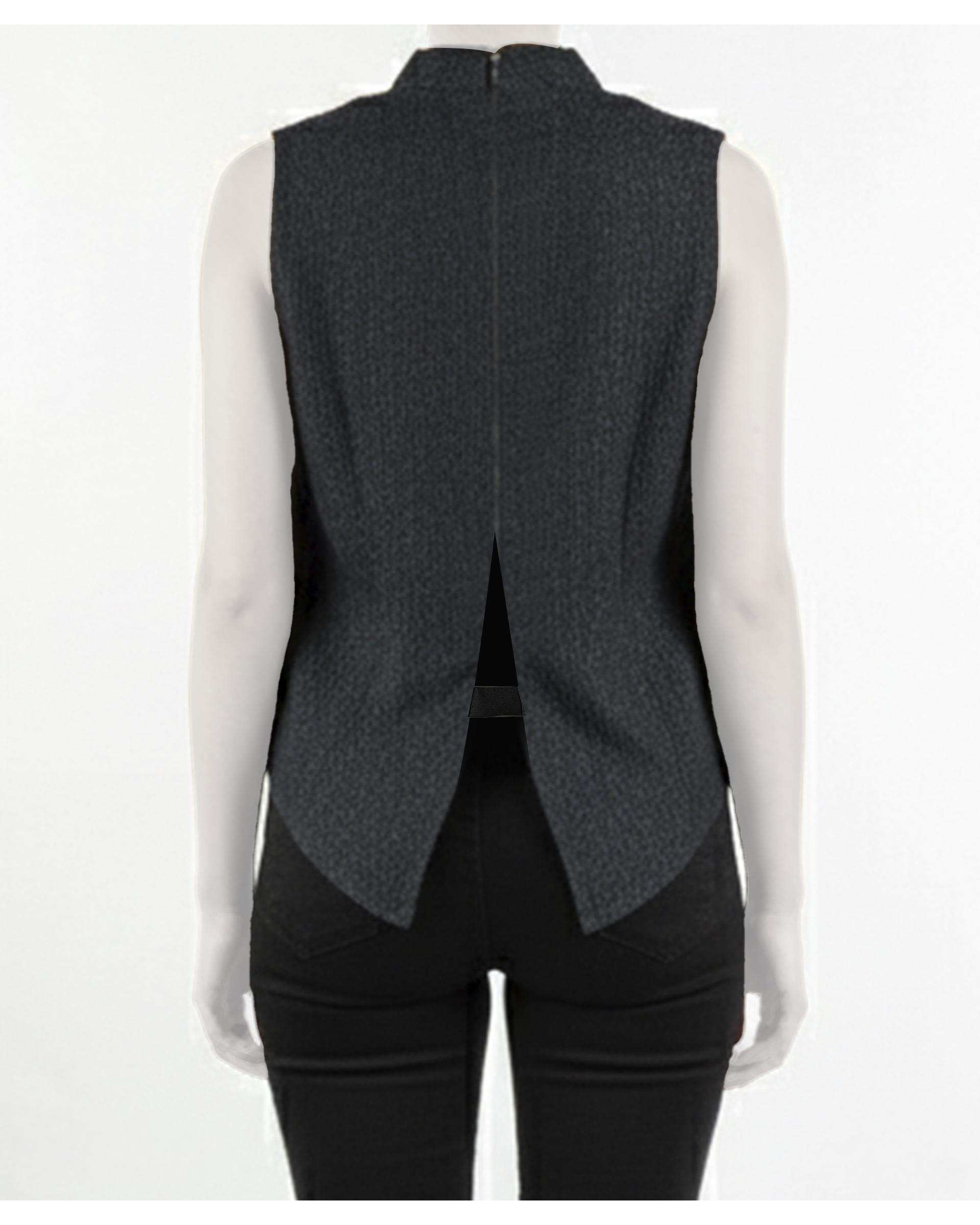 تاپ زنانه پشت کش دار ژاکارد سرمه ای ریس Rees کد 1056010-08