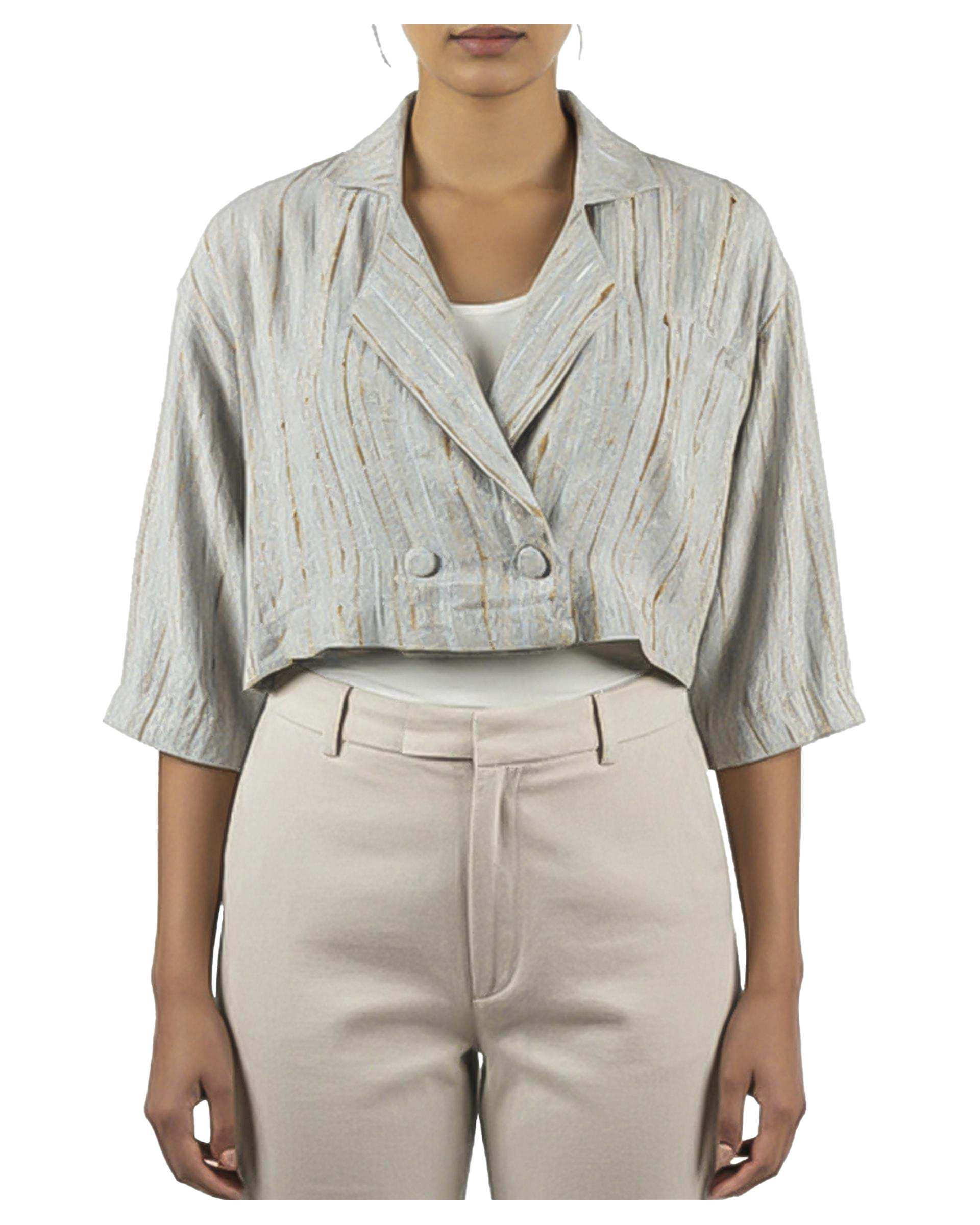 کت کراپ زنانه کرم لینن ریس Rees کد 1090002-25