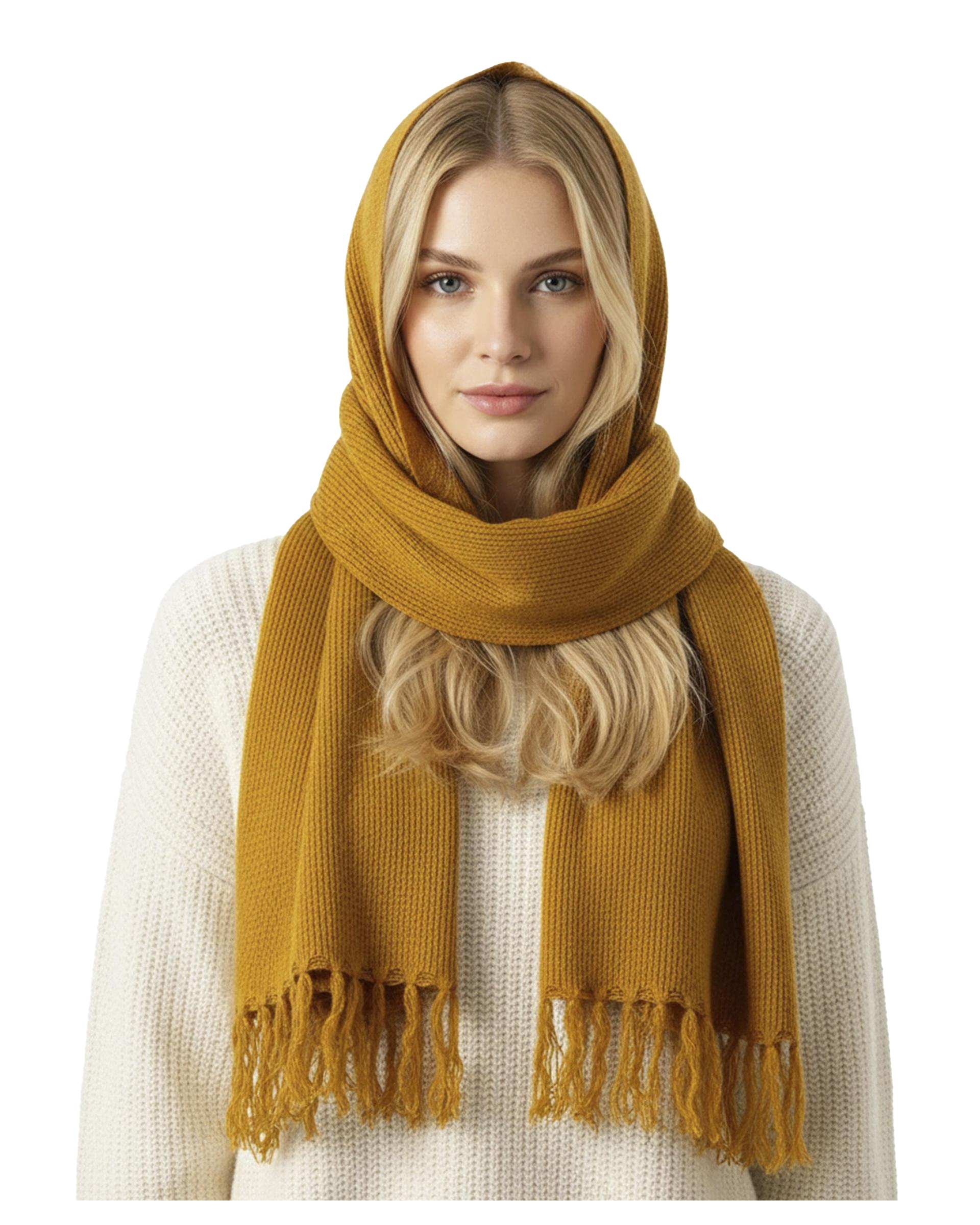 شال زنانه بافت خردلی ریس Rees کد 1486000-12