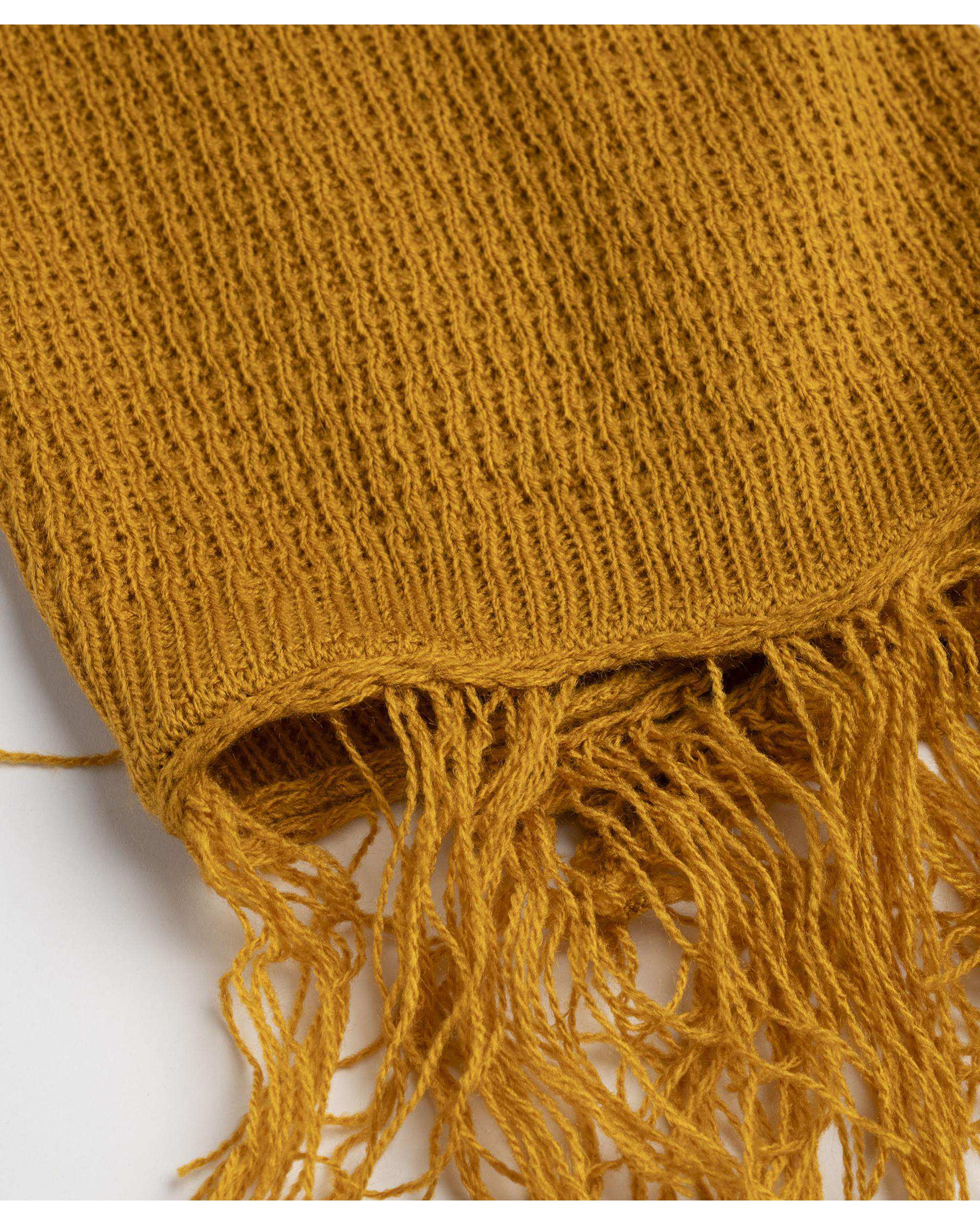 شال زنانه بافت خردلی ریس Rees کد 1486000-12