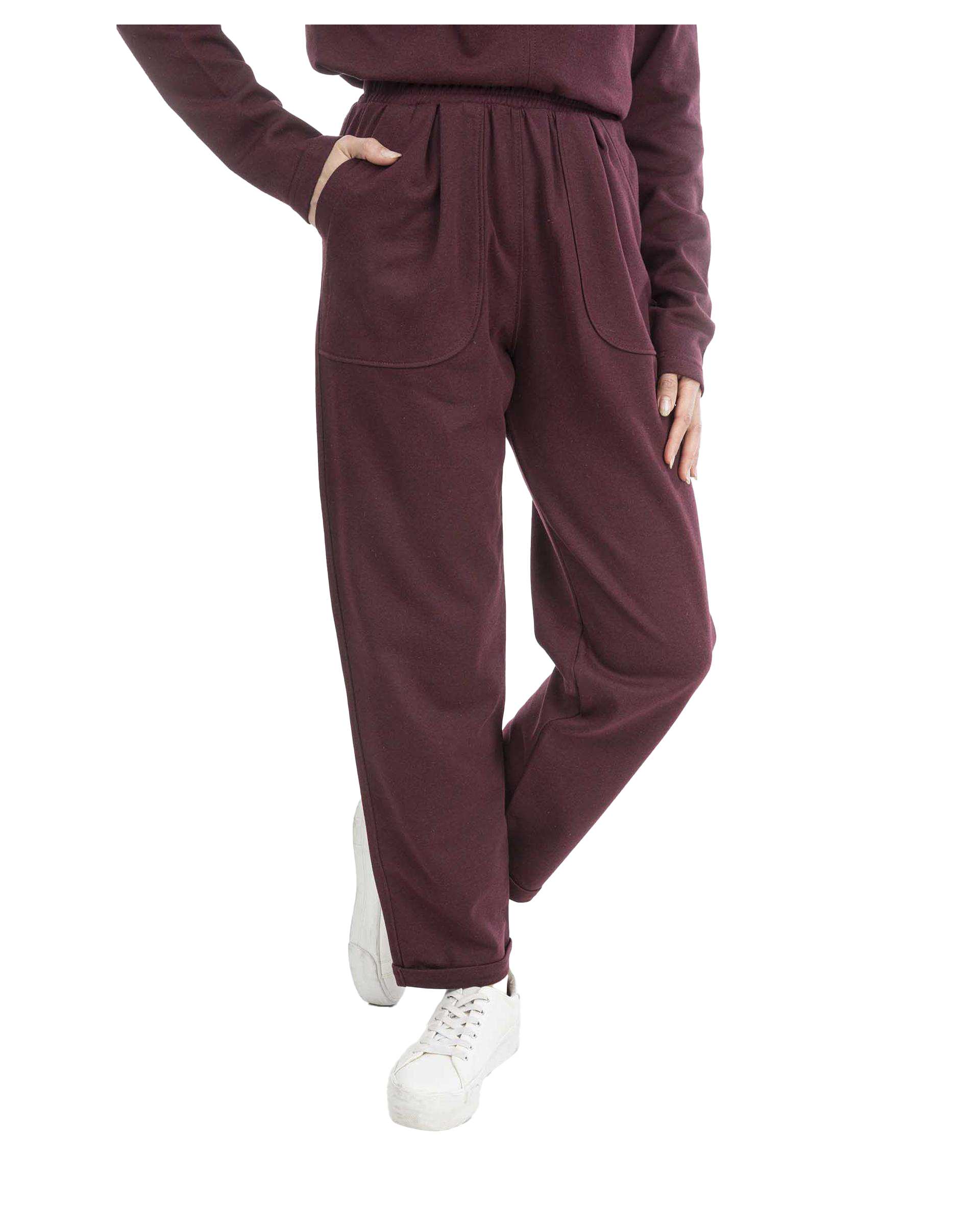 شلوار پارچه ای زنانه زرشکی ریس Rees کد 1036080-13