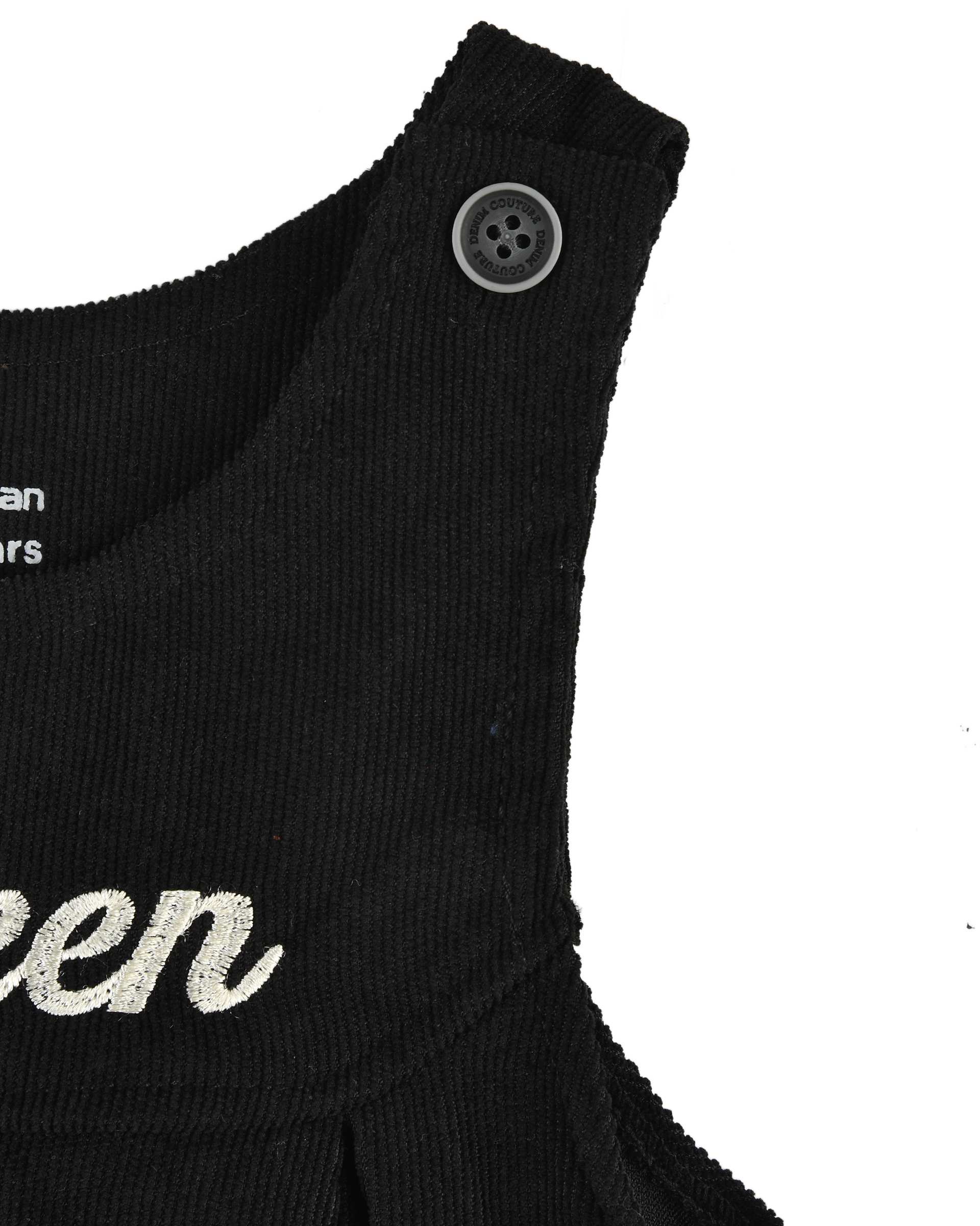 ست سرهمی و بلوز دخترانه مخمل کبریتی مشکی سفید پنبه سان Panbesan