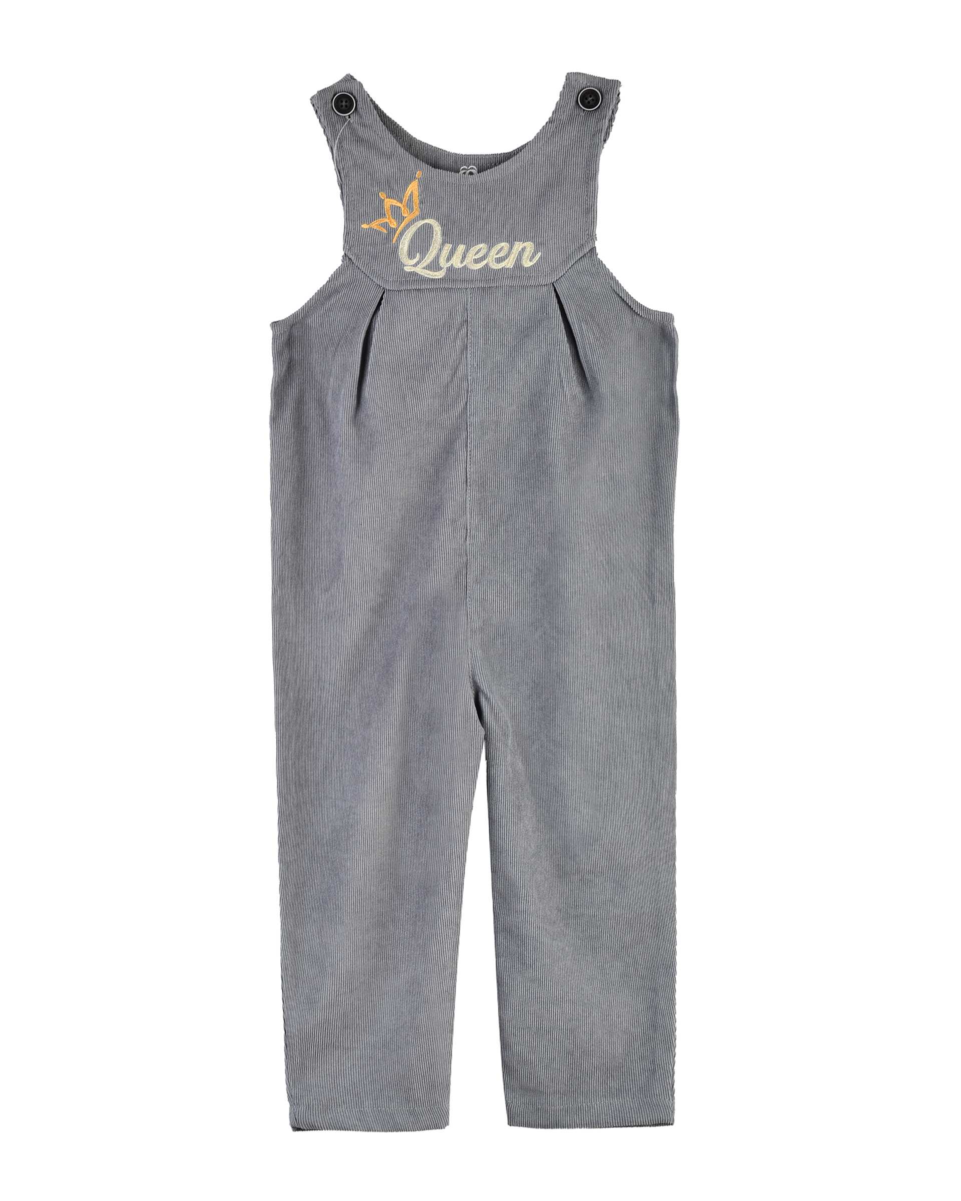 ست سرهمی و بلوز دخترانه مخمل کبریتی طوسی سفید پنبه سان Panbesan