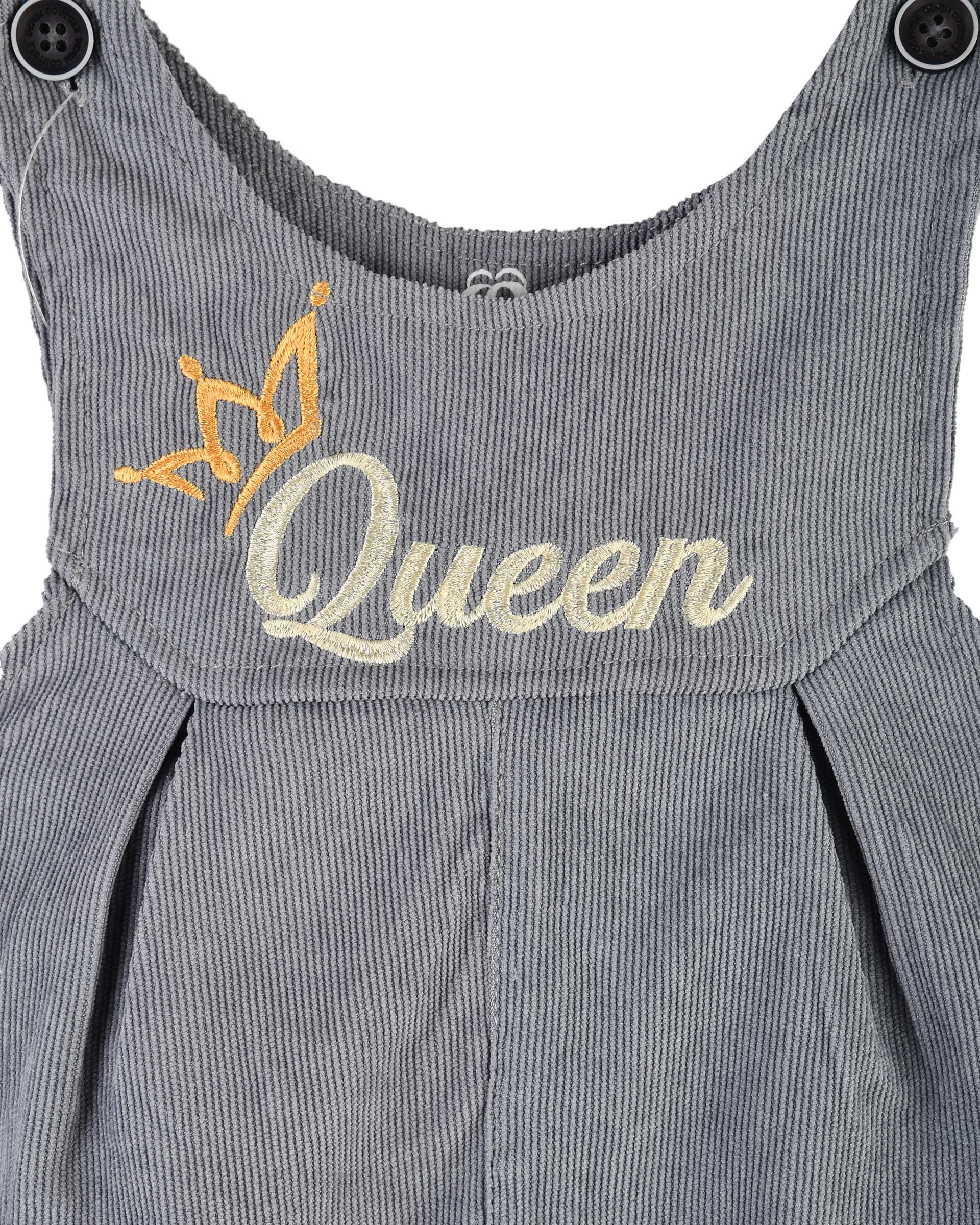 ست سرهمی و بلوز دخترانه مخمل کبریتی طوسی سفید پنبه سان Panbesan