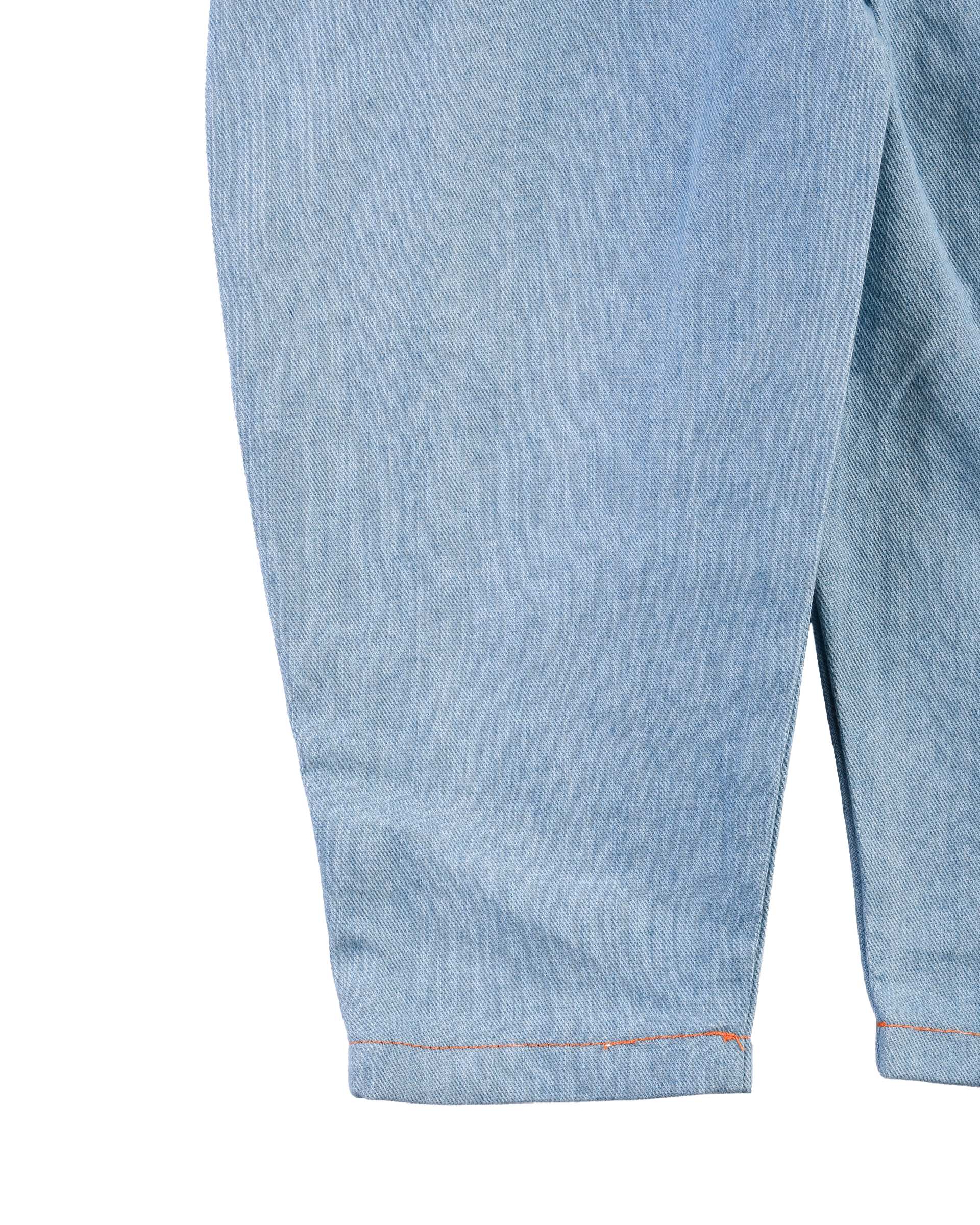 ست سرهمی و بلوز دخترانه جین نازک آبی روشن پنبه سان Panbesan