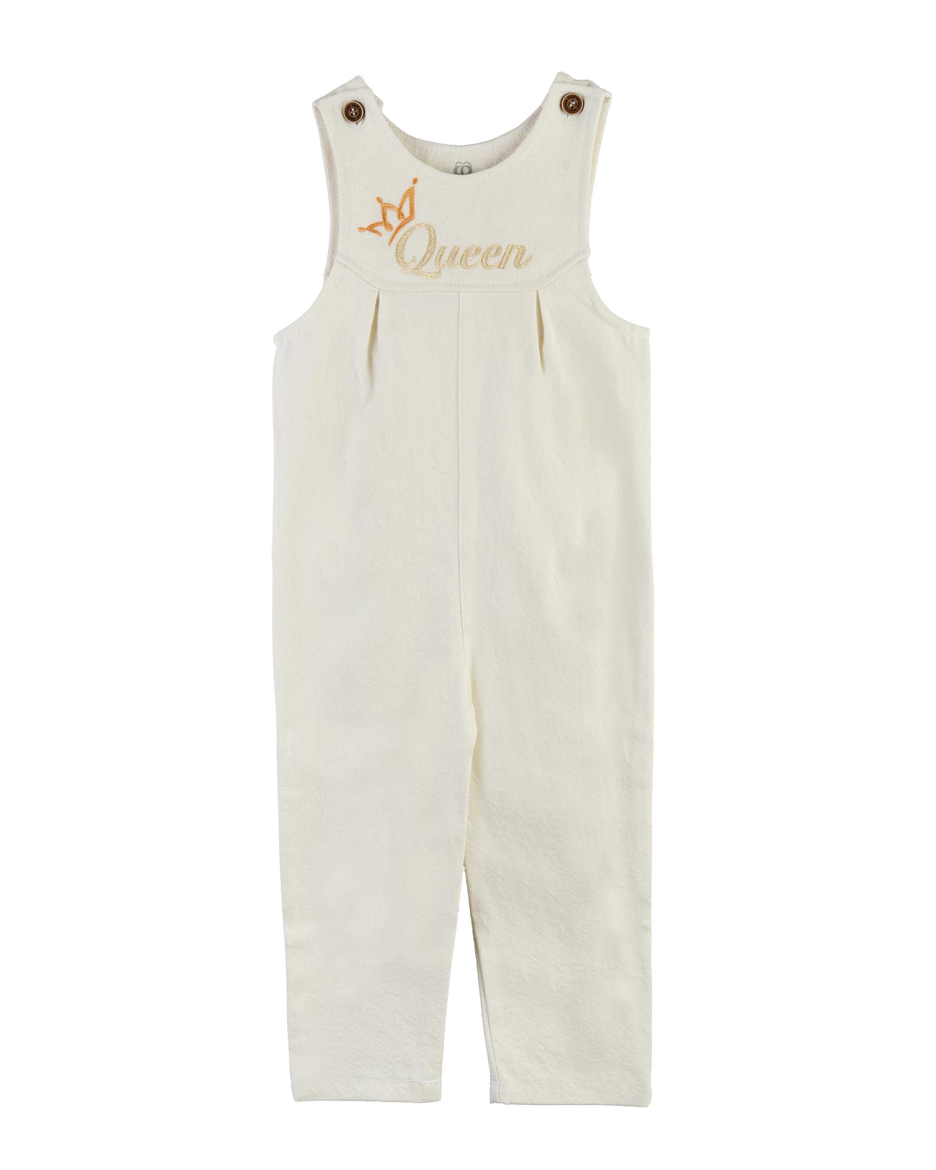 ست سرهمی و بلوز دخترانه جین ضخیم سفید پنبه سان Panbesan