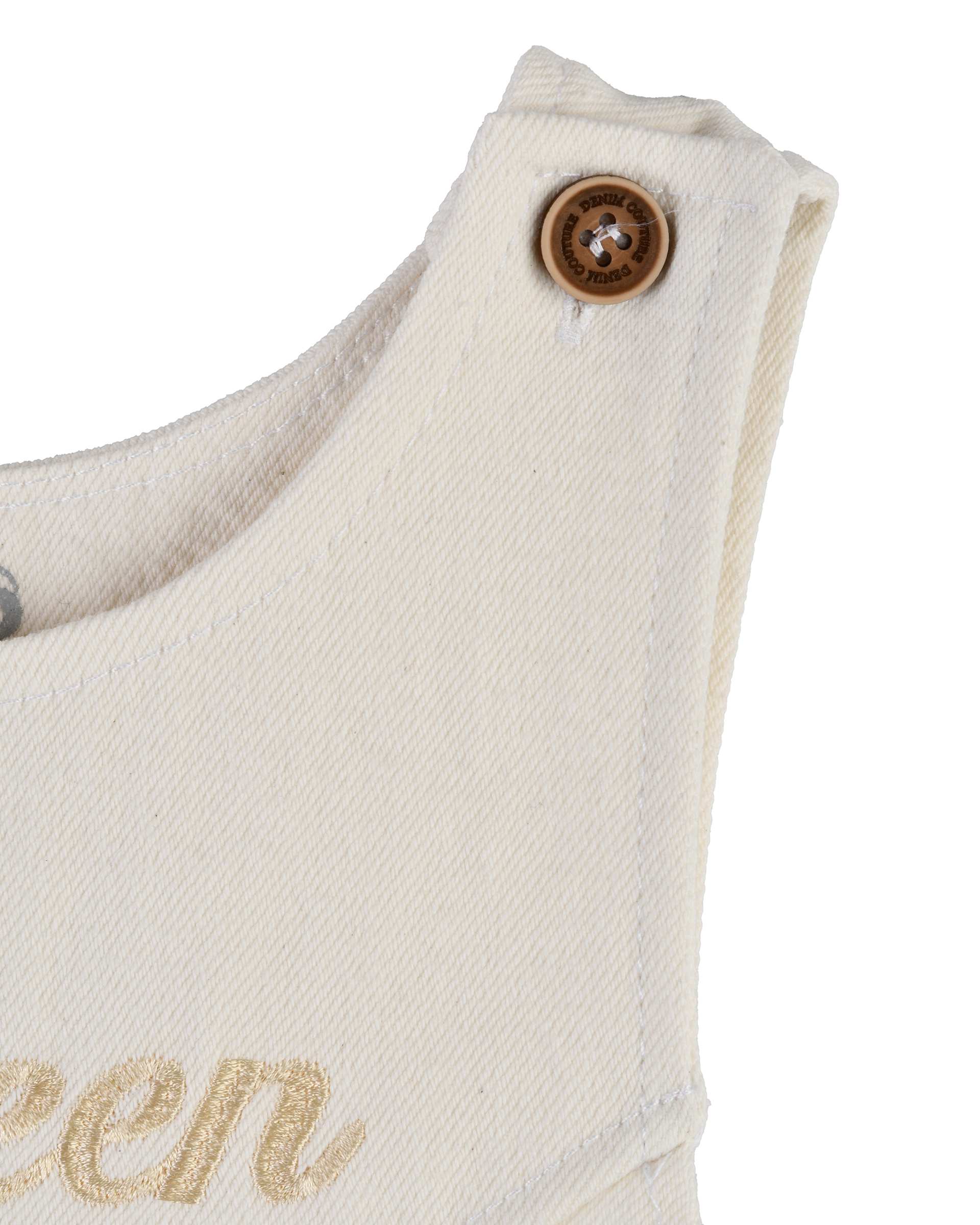 ست سرهمی و بلوز دخترانه جین ضخیم سفید پنبه سان Panbesan