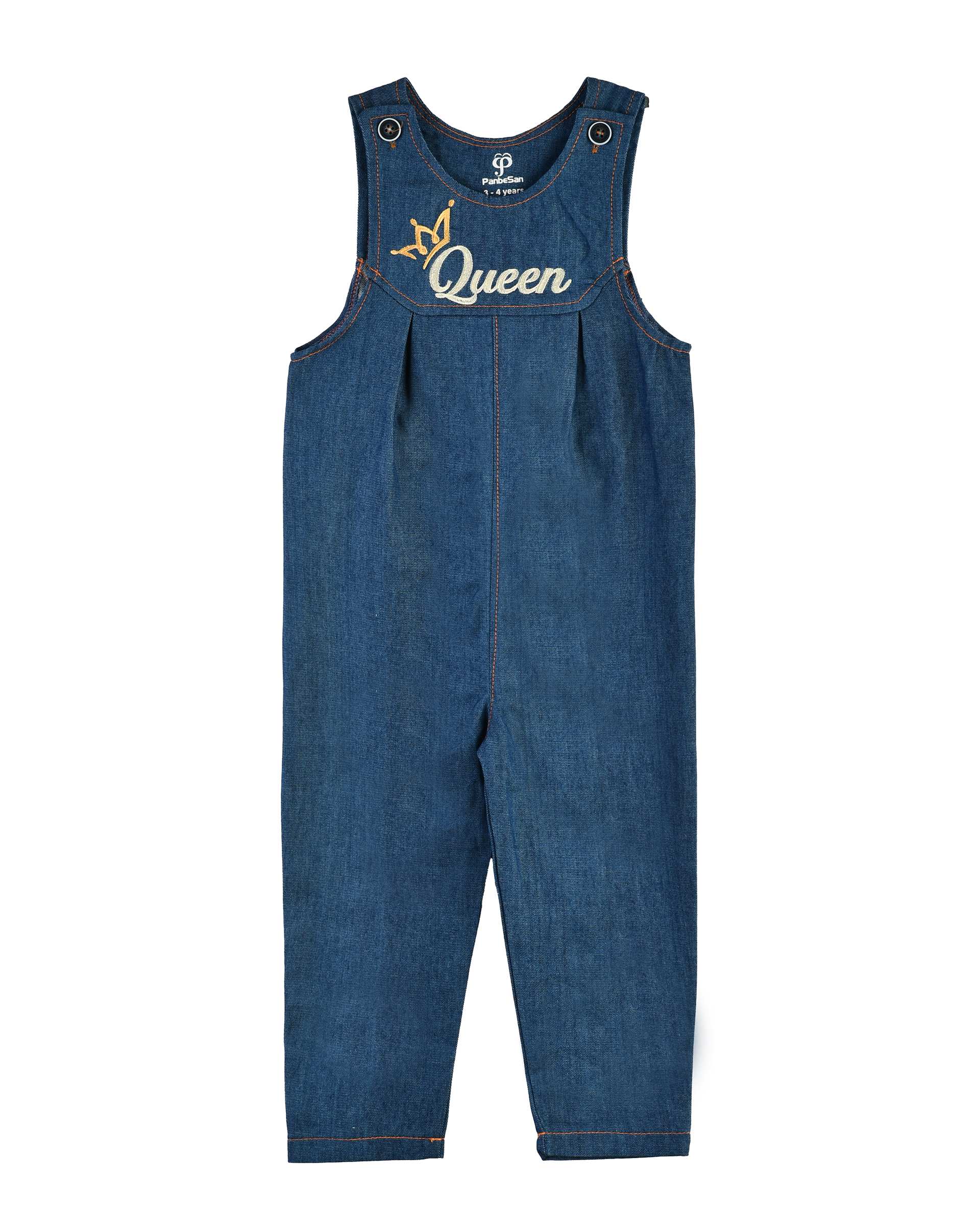 ست سرهمی و بلوز دخترانه جین نازک آبی سفید پنبه سان Panbesan