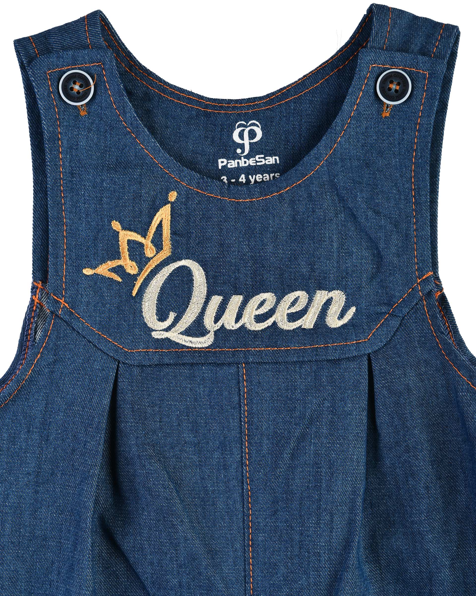 ست سرهمی و بلوز دخترانه جین نازک آبی سفید پنبه سان Panbesan