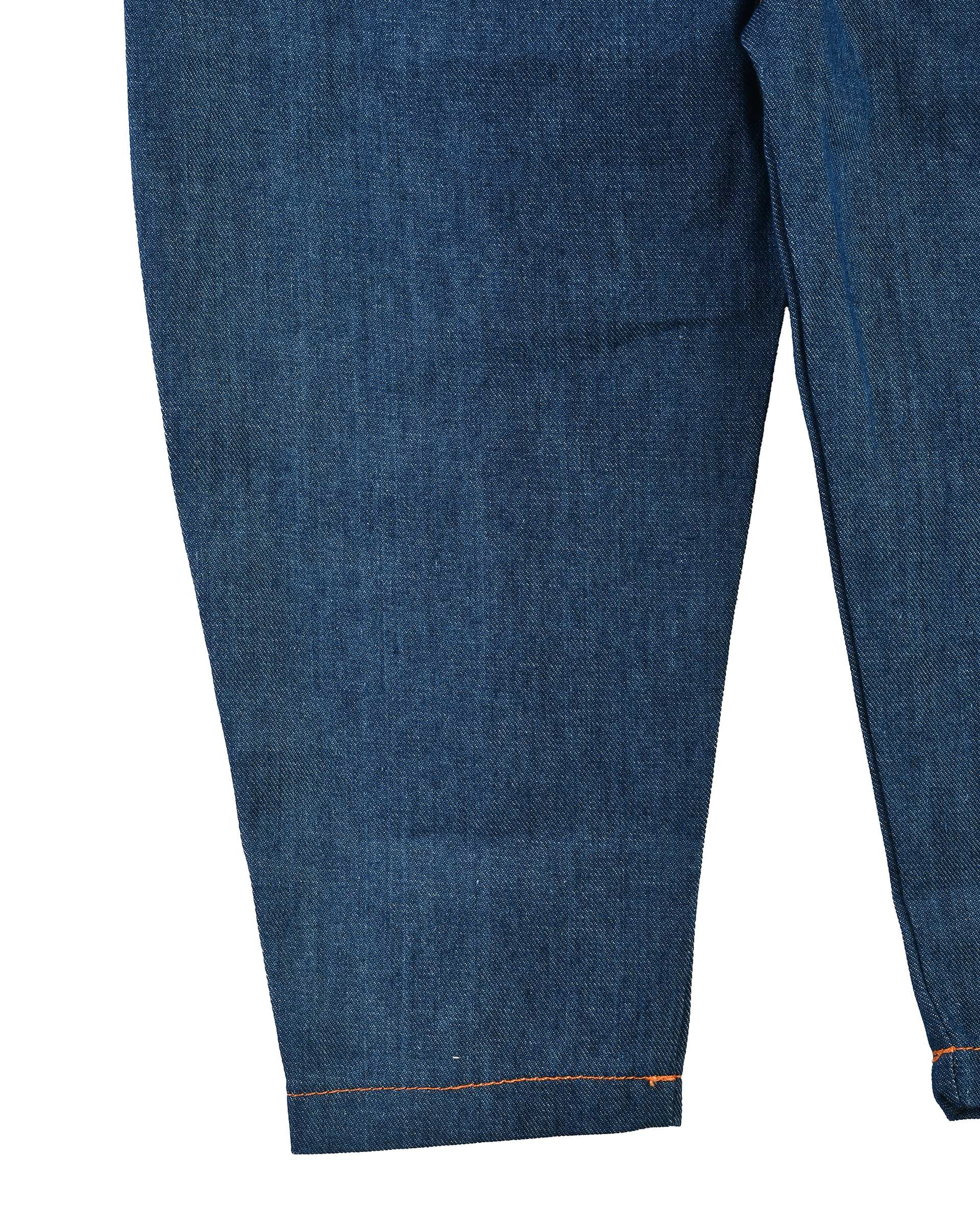 ست سرهمی و بلوز دخترانه جین نازک آبی سفید پنبه سان Panbesan