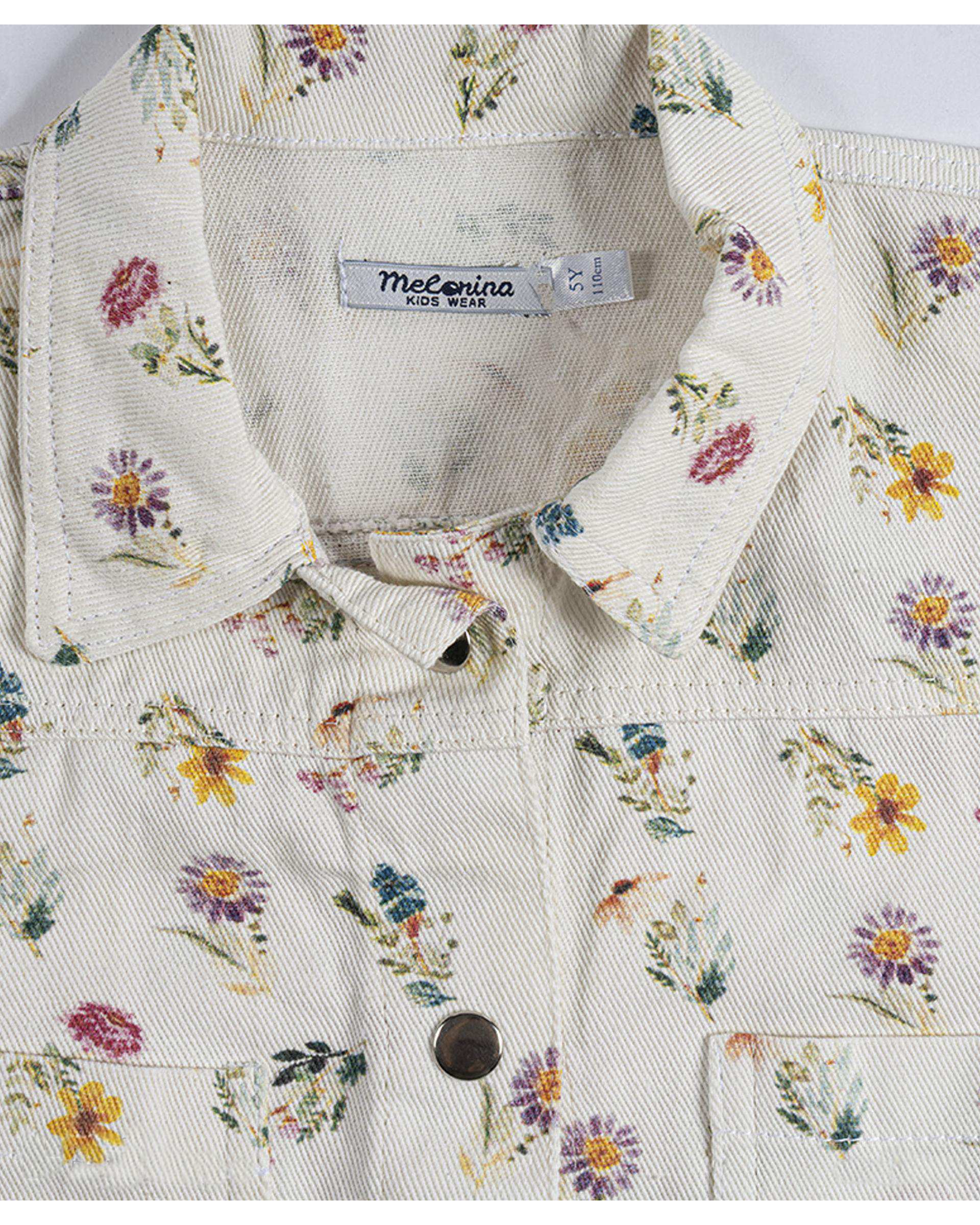 کت کتان دخترانه گل گلی شیری ملورینا Melorina کد 42105