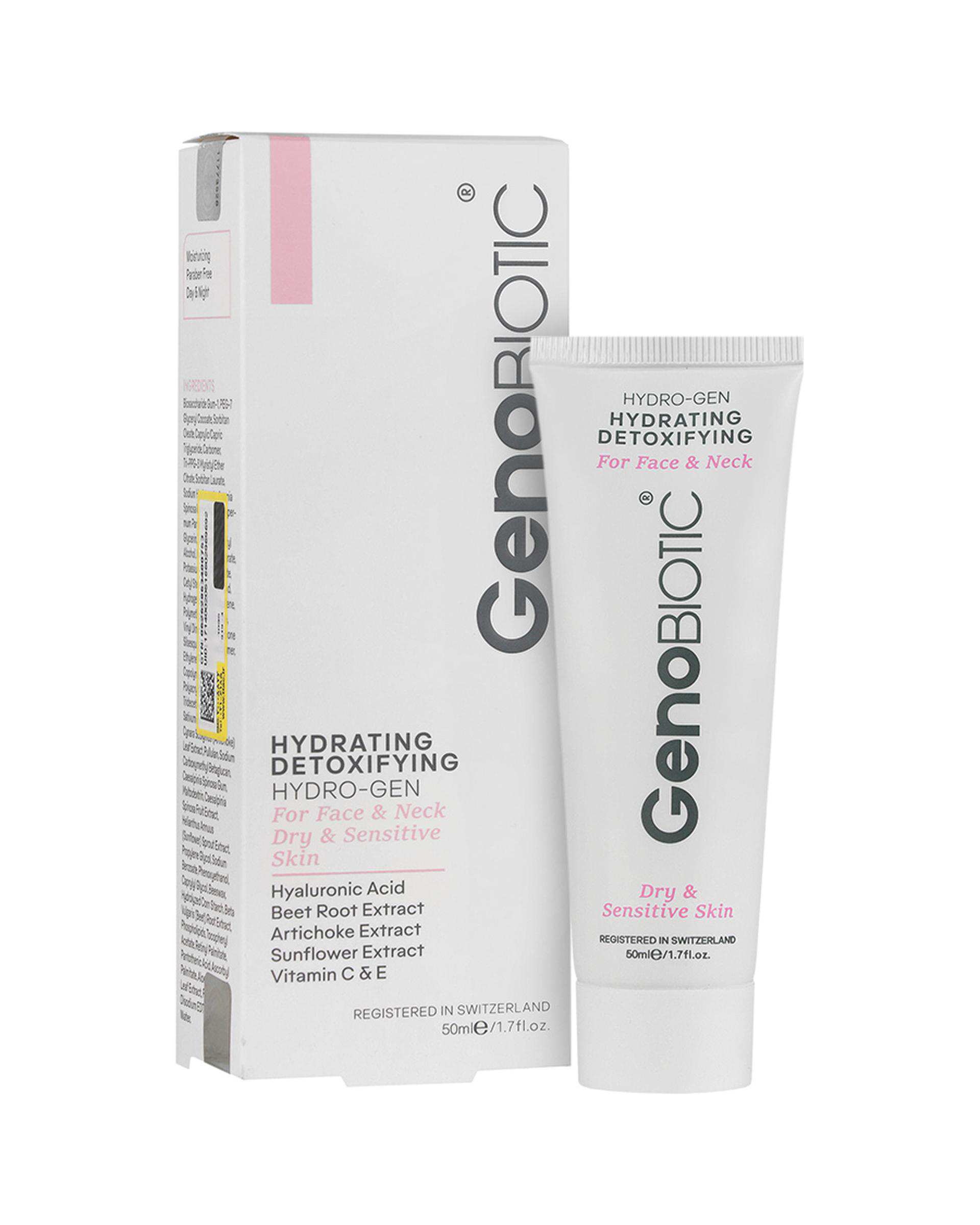 کرم رطوبت رسان صورت و گردن ژنوبایوتیک Genobiotic مناسب پوست های خشک و حساس