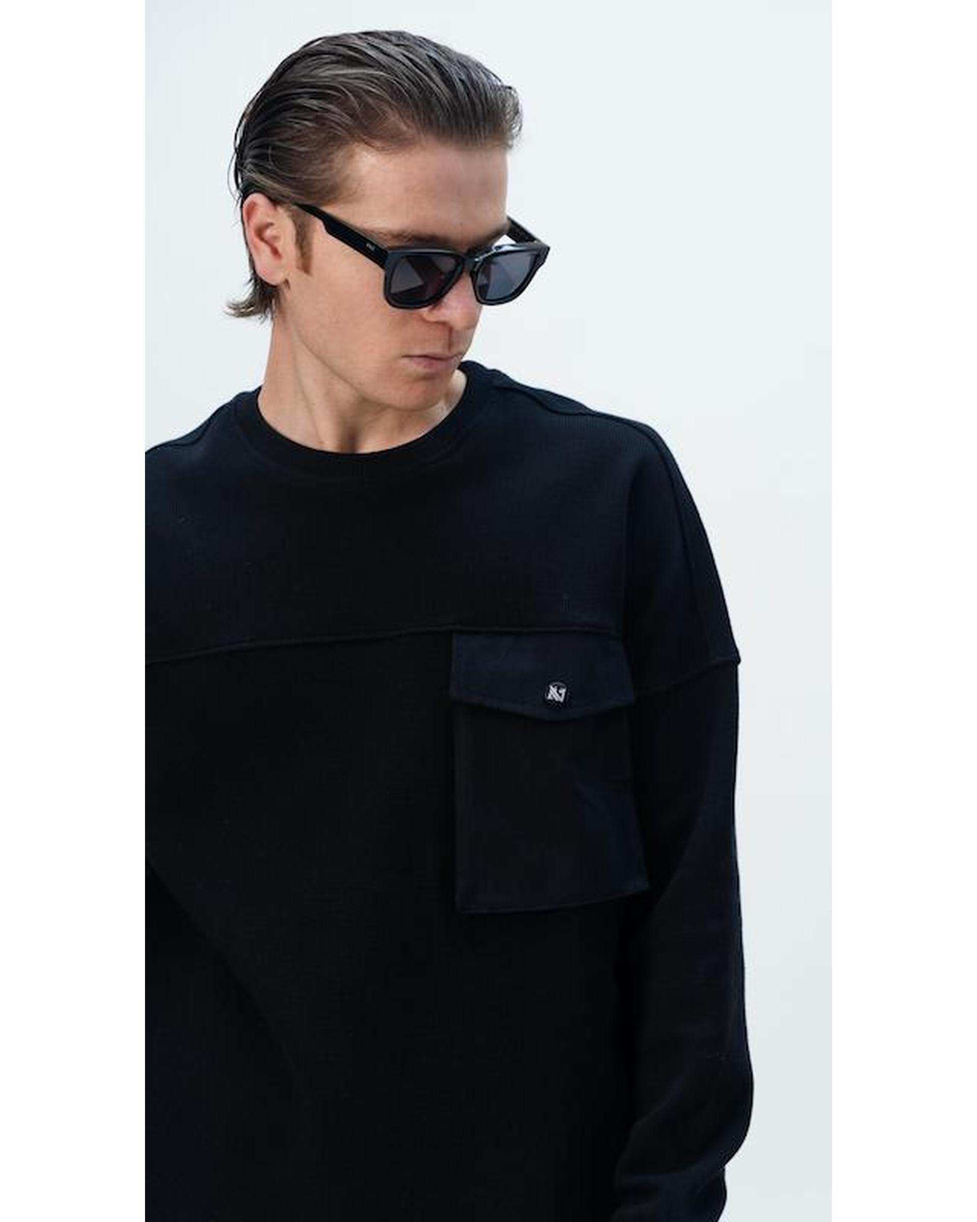 سویشرت مردانه مشکی نفیر ور Nafir Wear مدل Q.BISIکد 502201