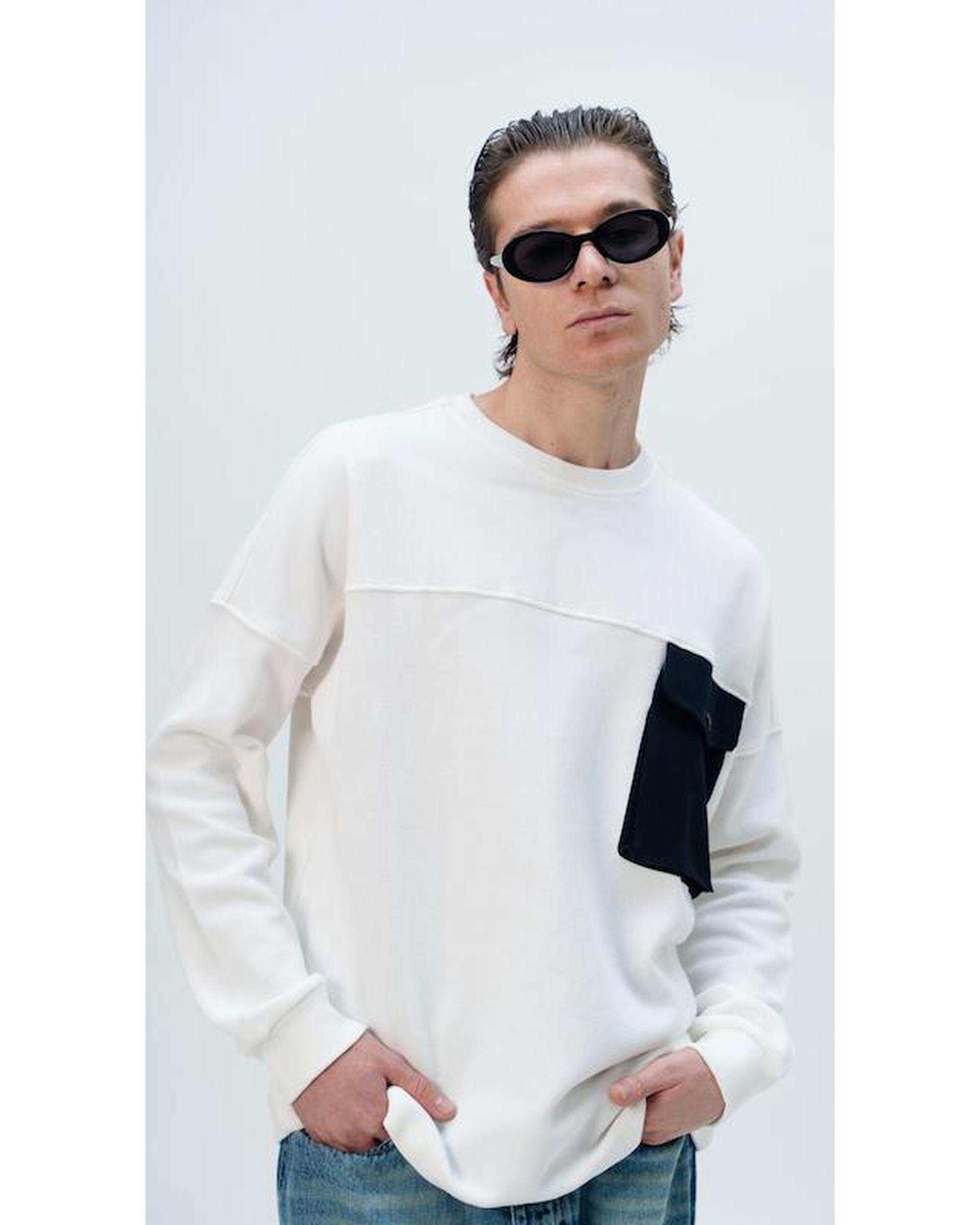 سویشرت مردانه سفید نفیر ور Nafir Wear مدل Q.BISIکد 502201