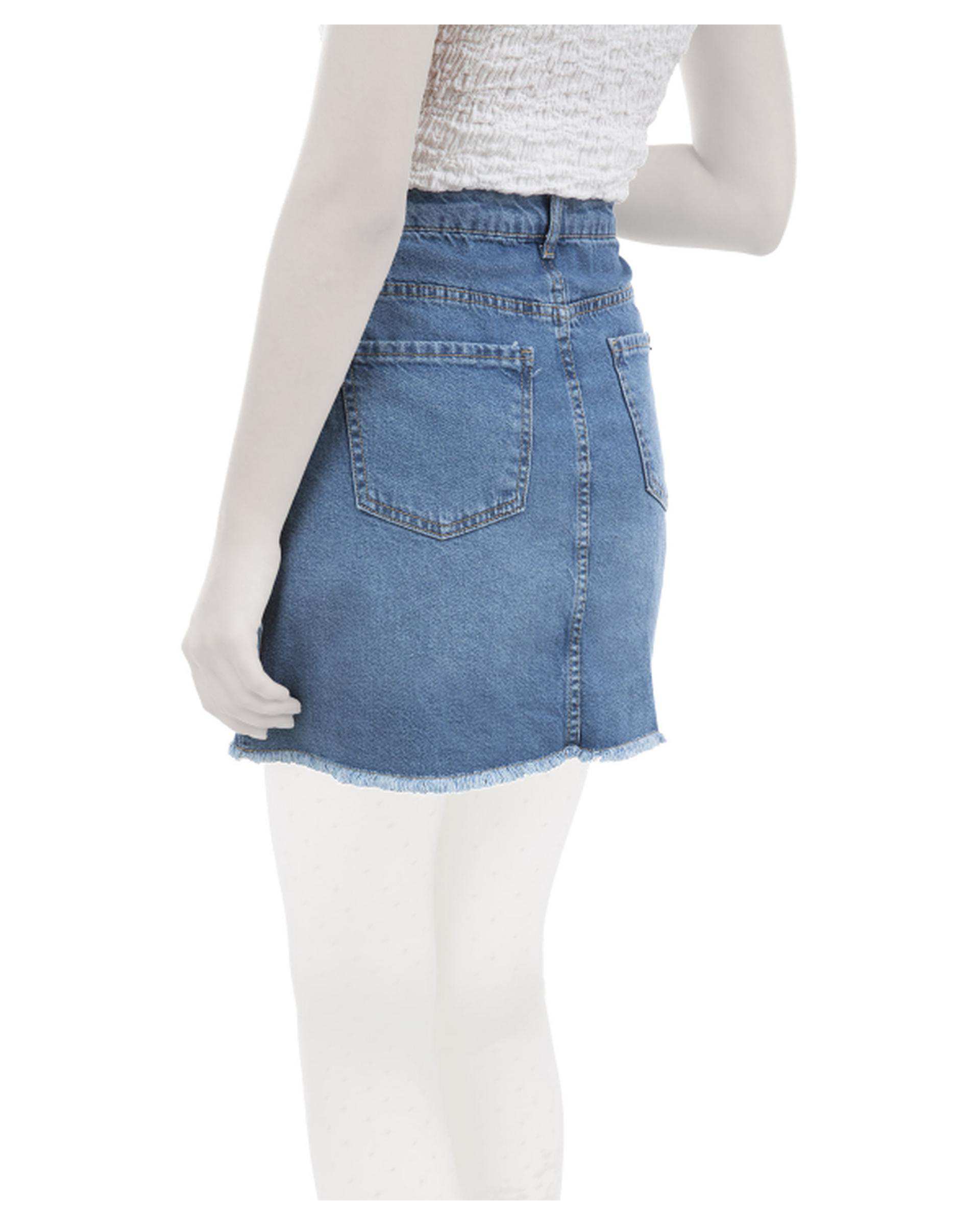 دامن جین زنانه کوتاه آبی تیره سوپردرای Superdry کد W19S40502T