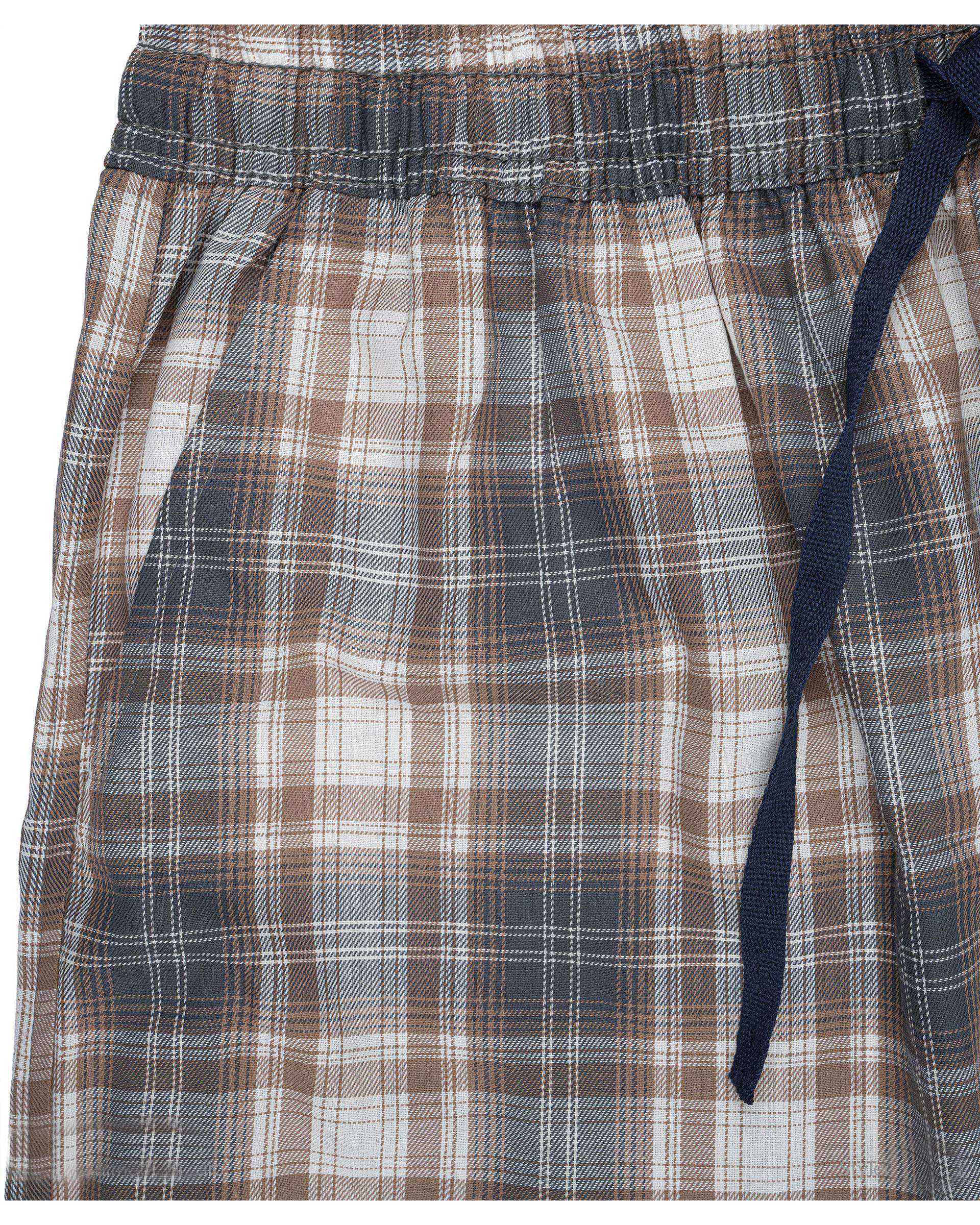 شلوار راحتی مردانه قهوه ای چهارخانه پاتر Potter کد 100