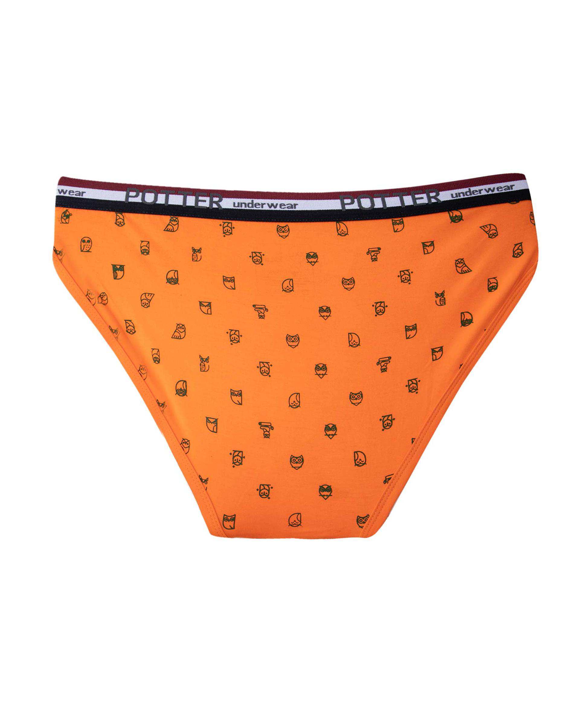 شورت مردانه اسلیپ نارنجی کش پهن پاتر Potter طرح جغد کد 140