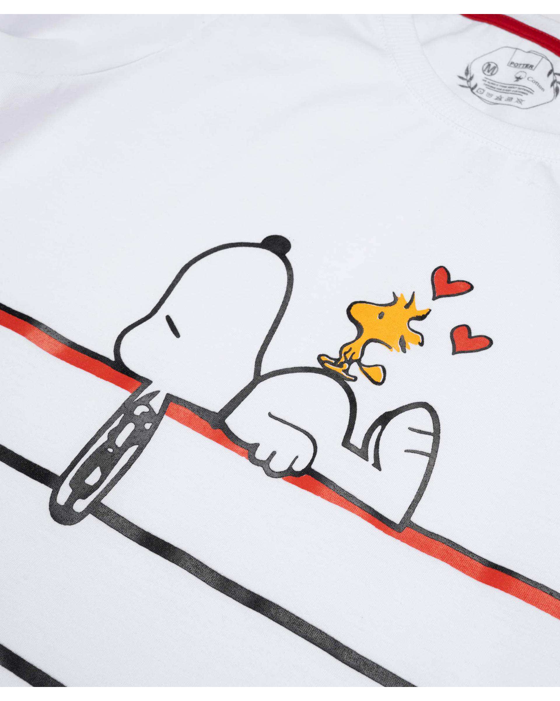 تی شرت زنانه آستین بلند سفید پاتر Potter طرح snoopy کد 369