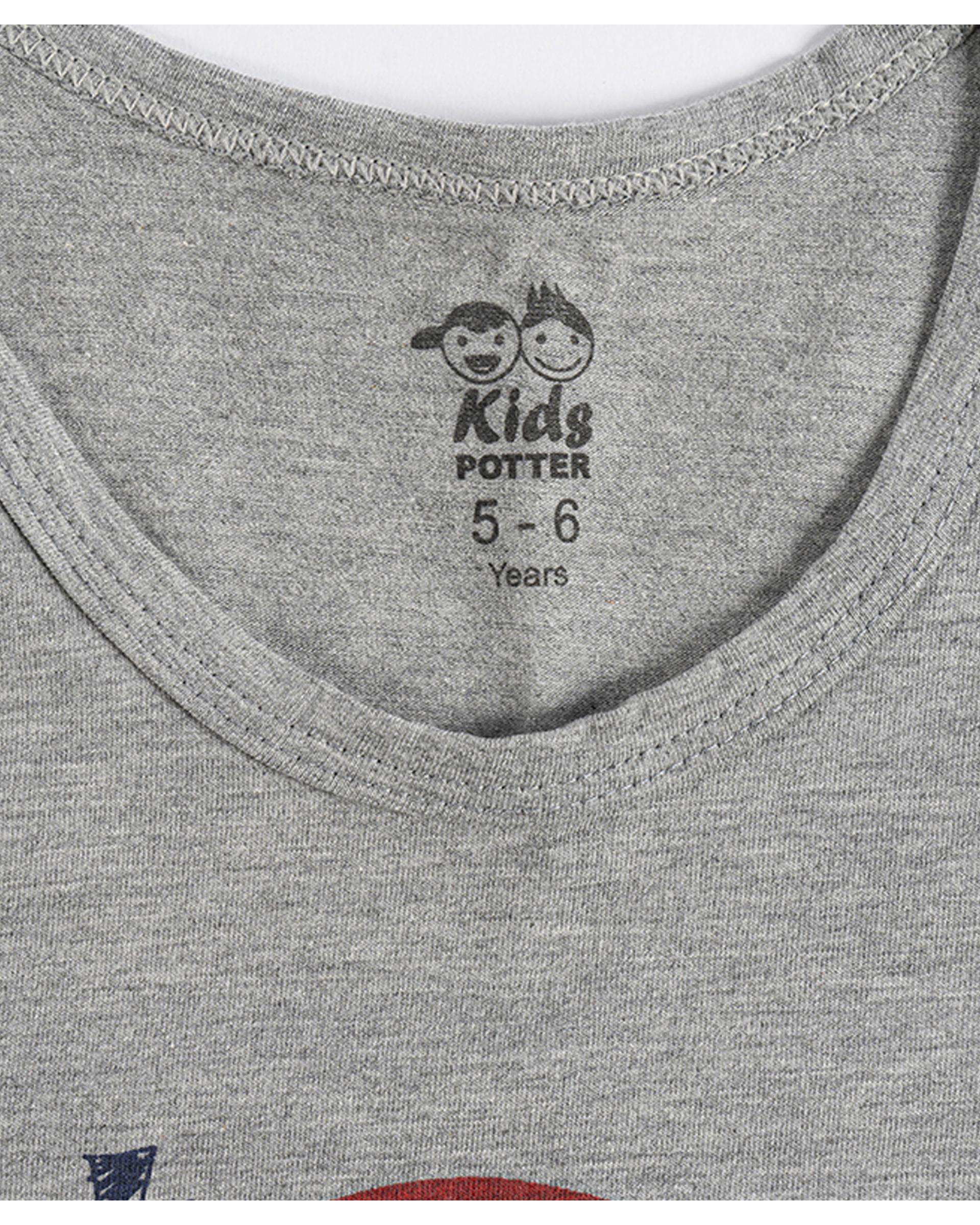 زیرپوش پسرانه طوسی ملانژ پاتر Potter طرح گربه قهرمان کد 686