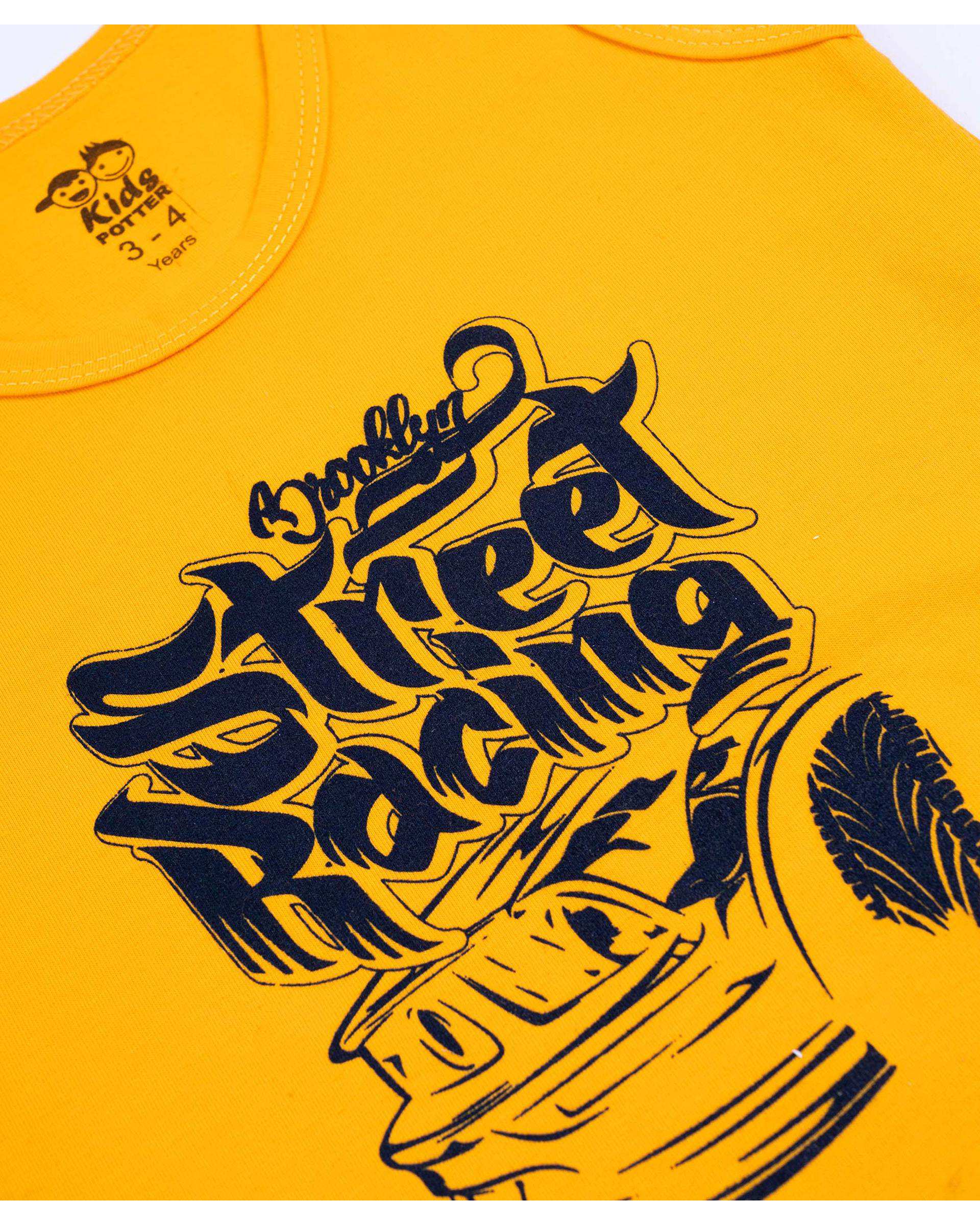 زیرپوش پسرانه زرد پاتر Potter طرح ماشین مسابقه کد 756