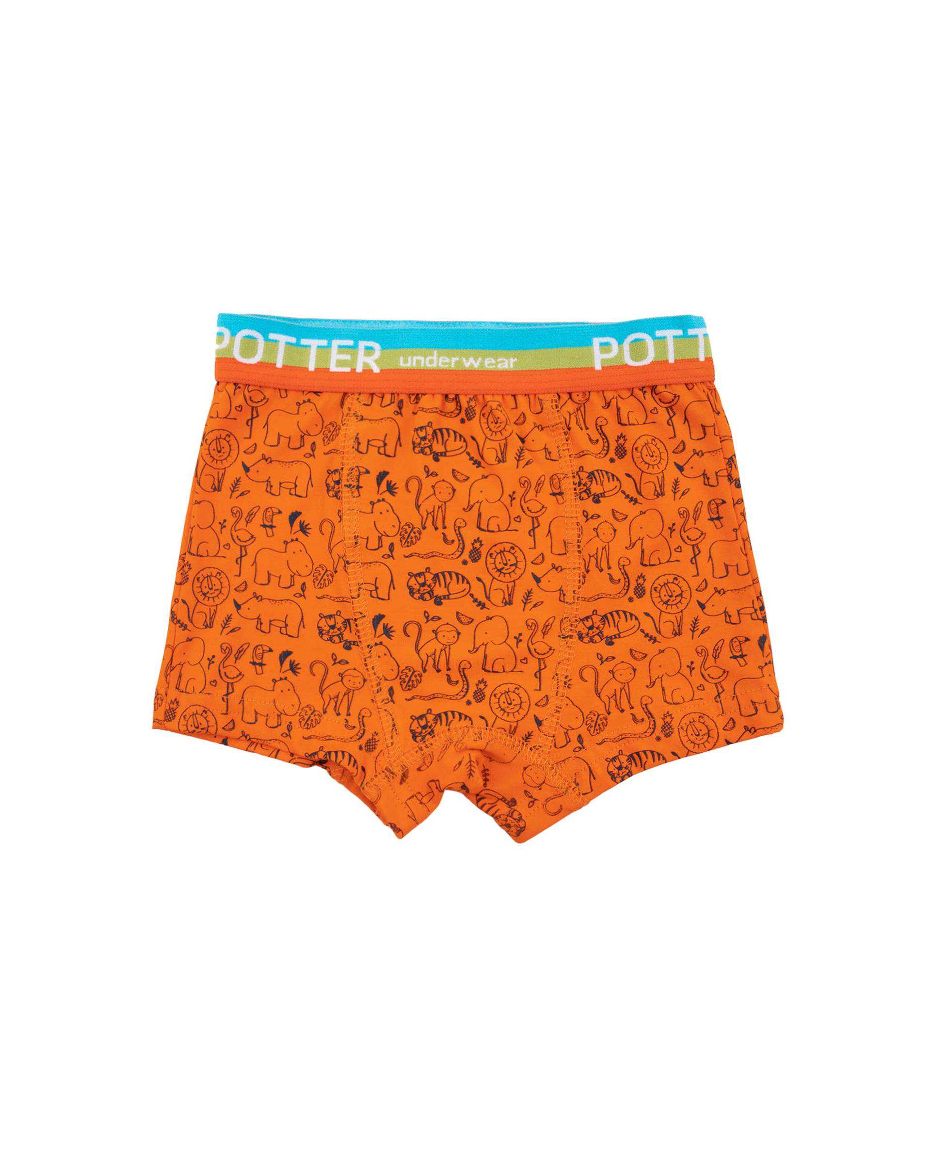 شورت پسرانه پادار نارنجی کش پهن پاتر Potter طرح ZOO کد 775