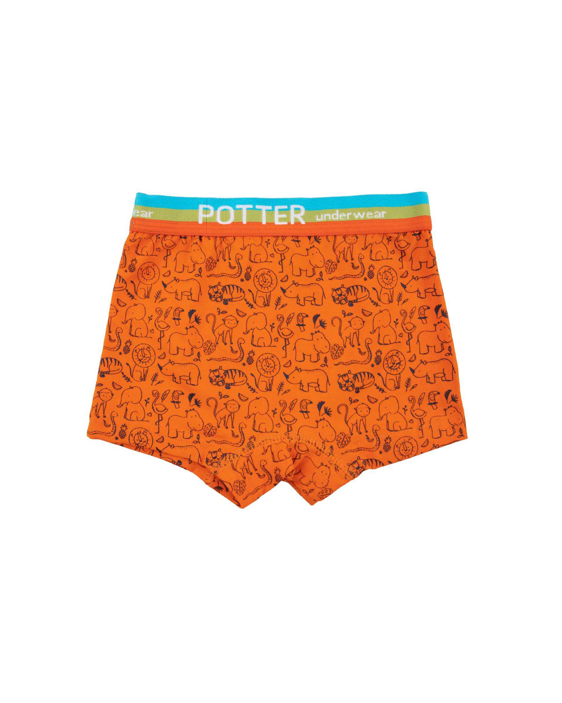 شورت پسرانه پادار نارنجی کش پهن پاتر Potter طرح ZOO کد 775