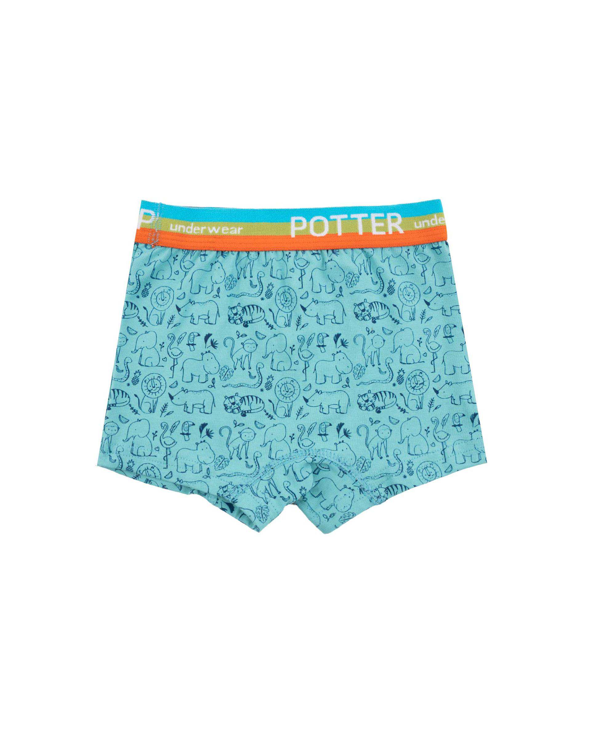 شورت پسرانه پادار آبی کش پهن پاتر Potter طرح ZOO کد 775