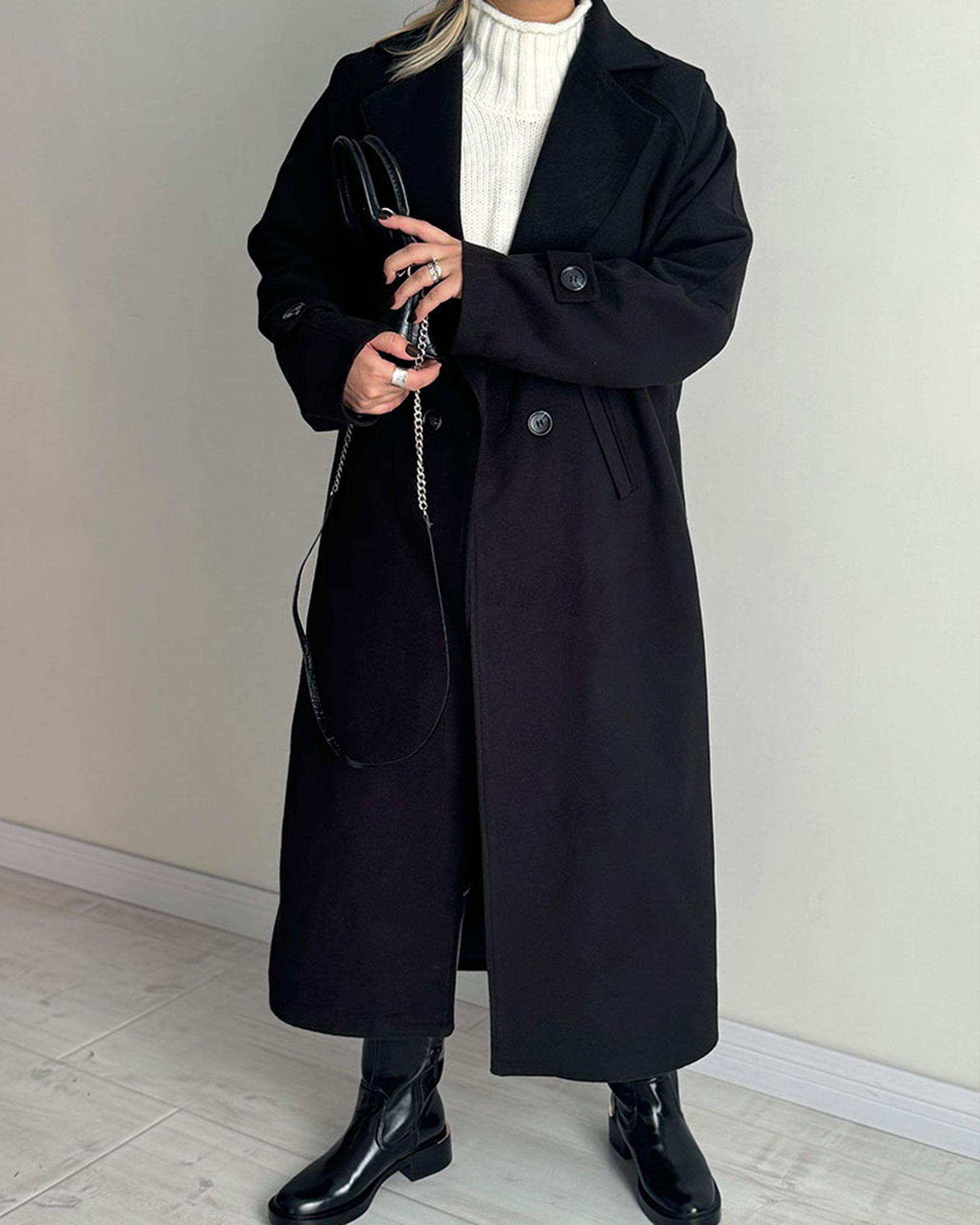 پالتو زنانه مشکی مدل Snowy آماهی Amahiکد AA110