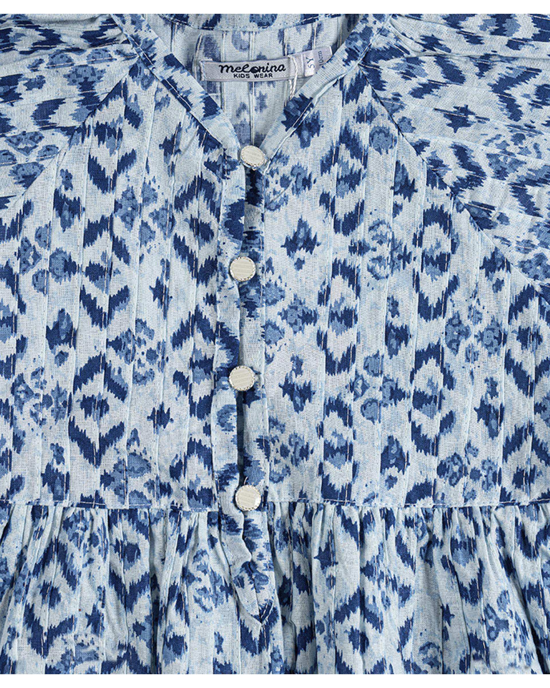 پیراهن دخترانه آستین کوتاه آبی ملورینا Melorina کد 9151