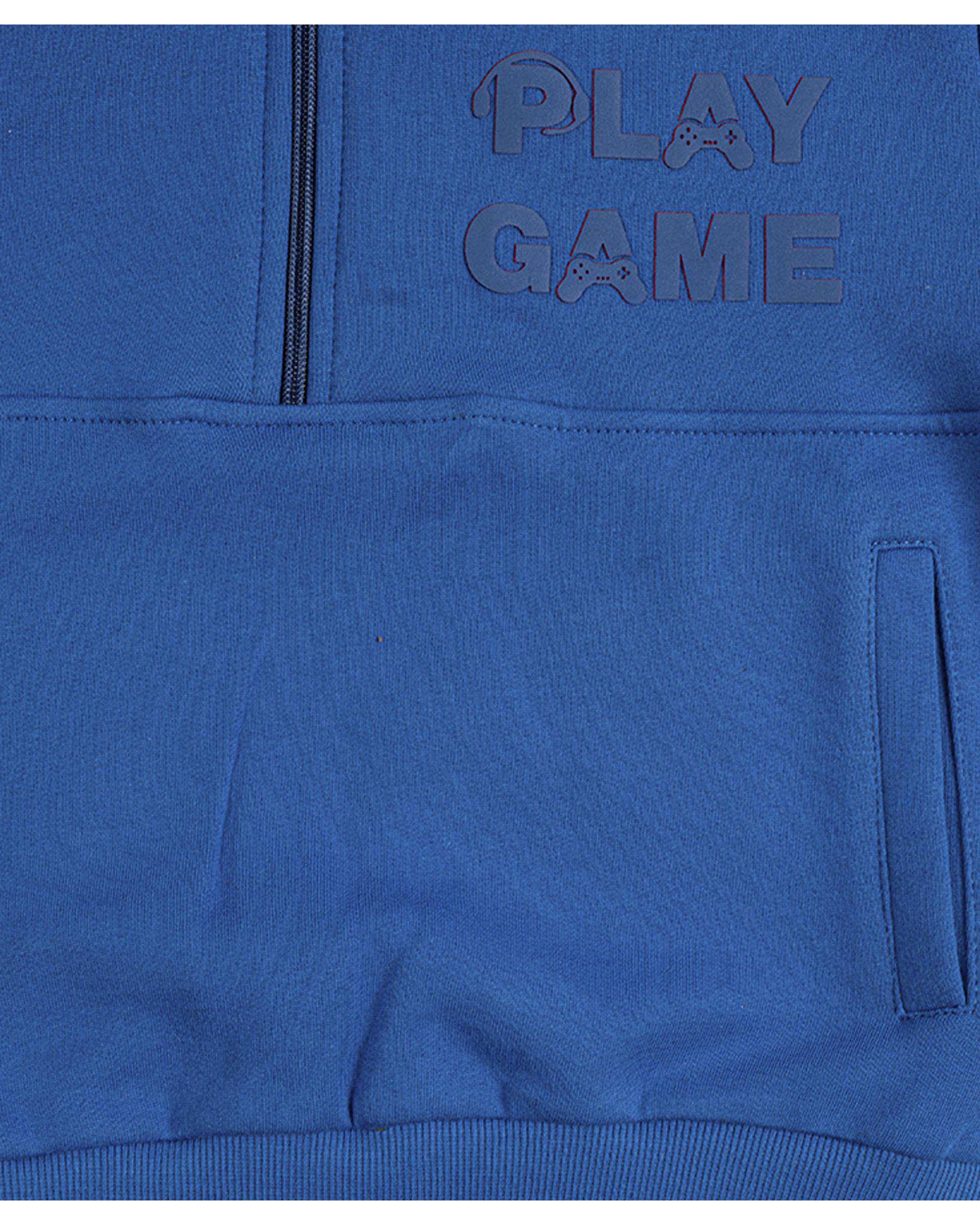 سویشرت پسرانه نیم زیپ سرمه ای ملورینا Melorina طرح play game کد 42213