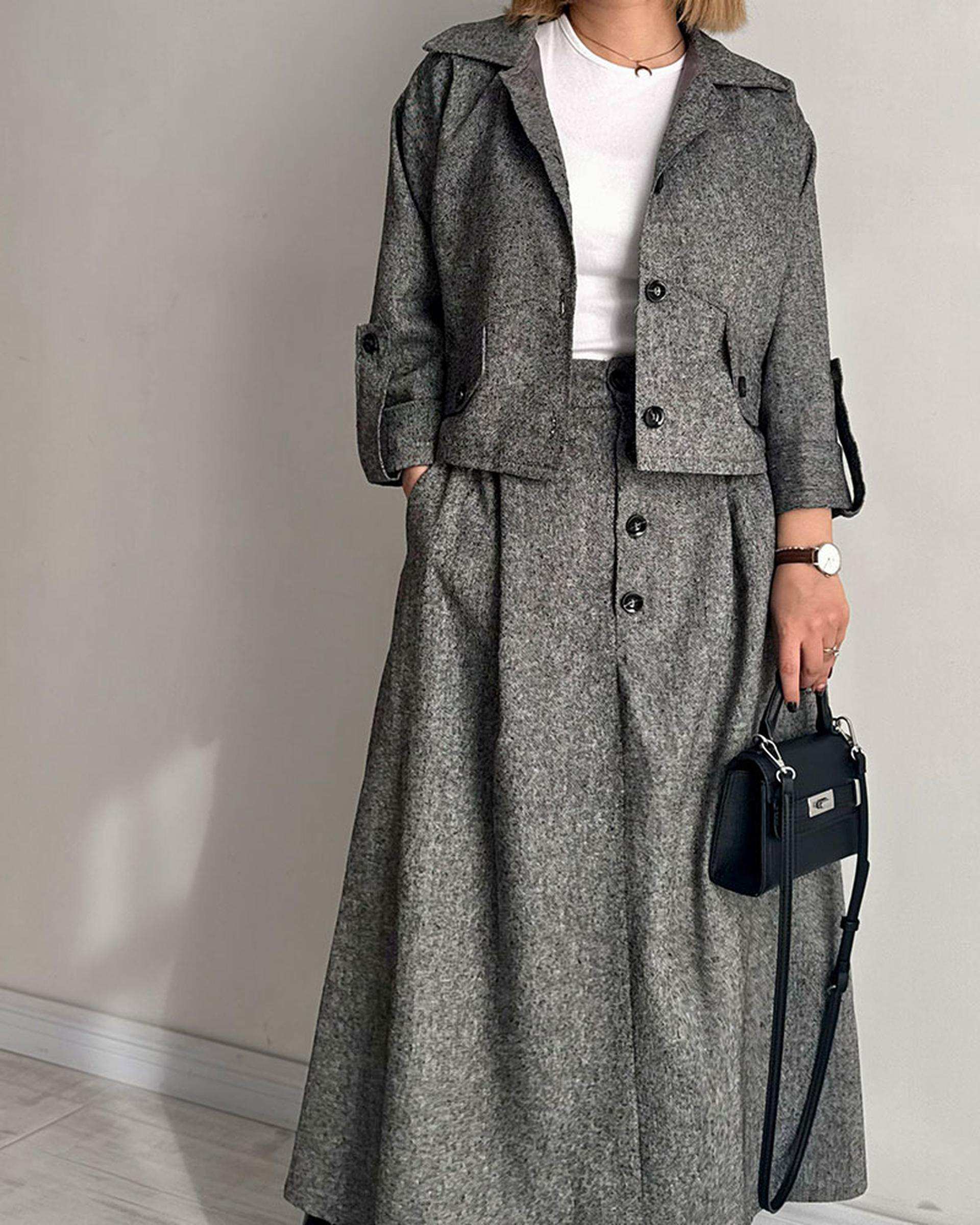 ست کت و دامن زنانه نوک مدادی نگار ندایی Negar Nedaei مدل Tinto