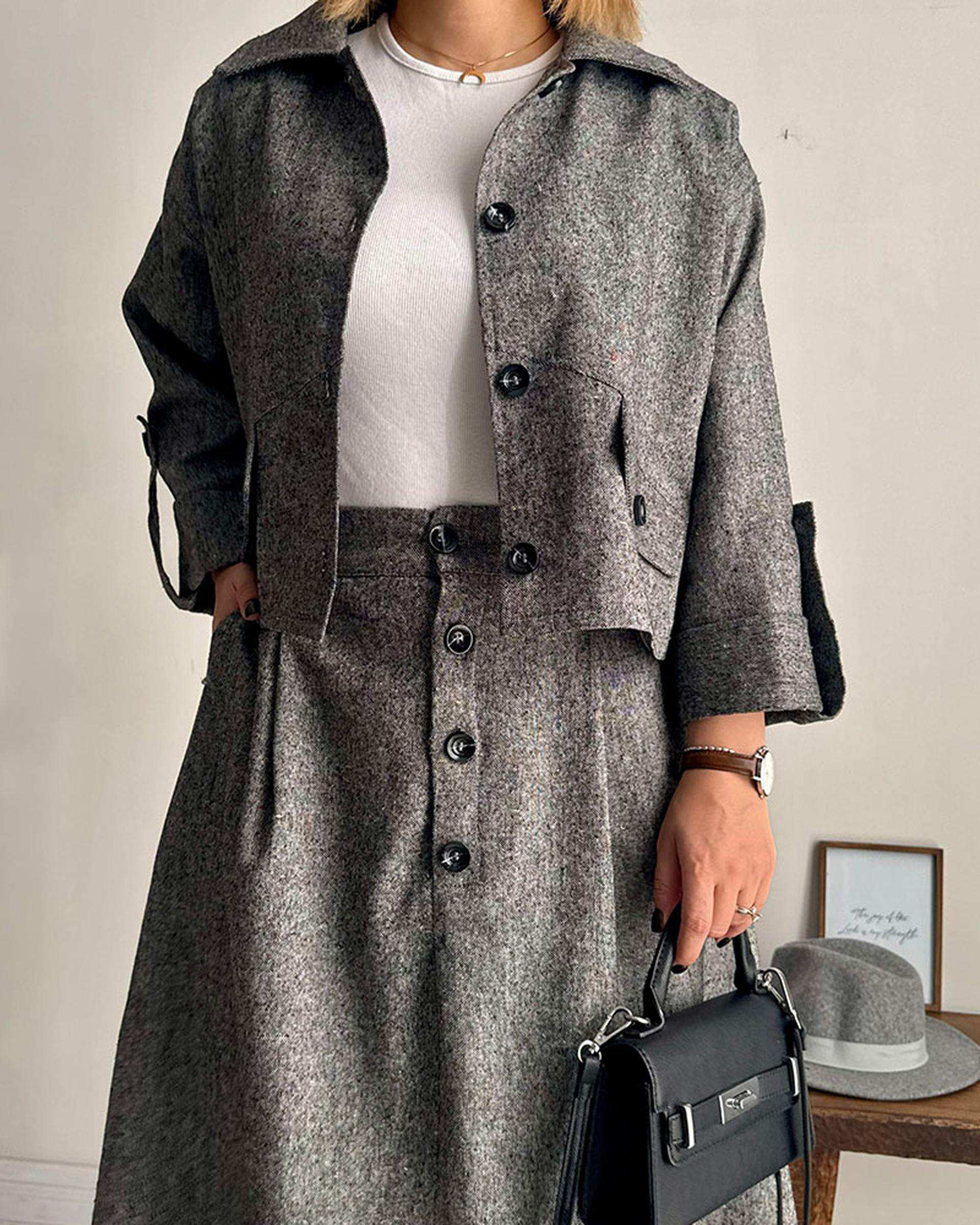 ست کت و دامن زنانه نوک مدادی نگار ندایی Negar Nedaei مدل Tinto