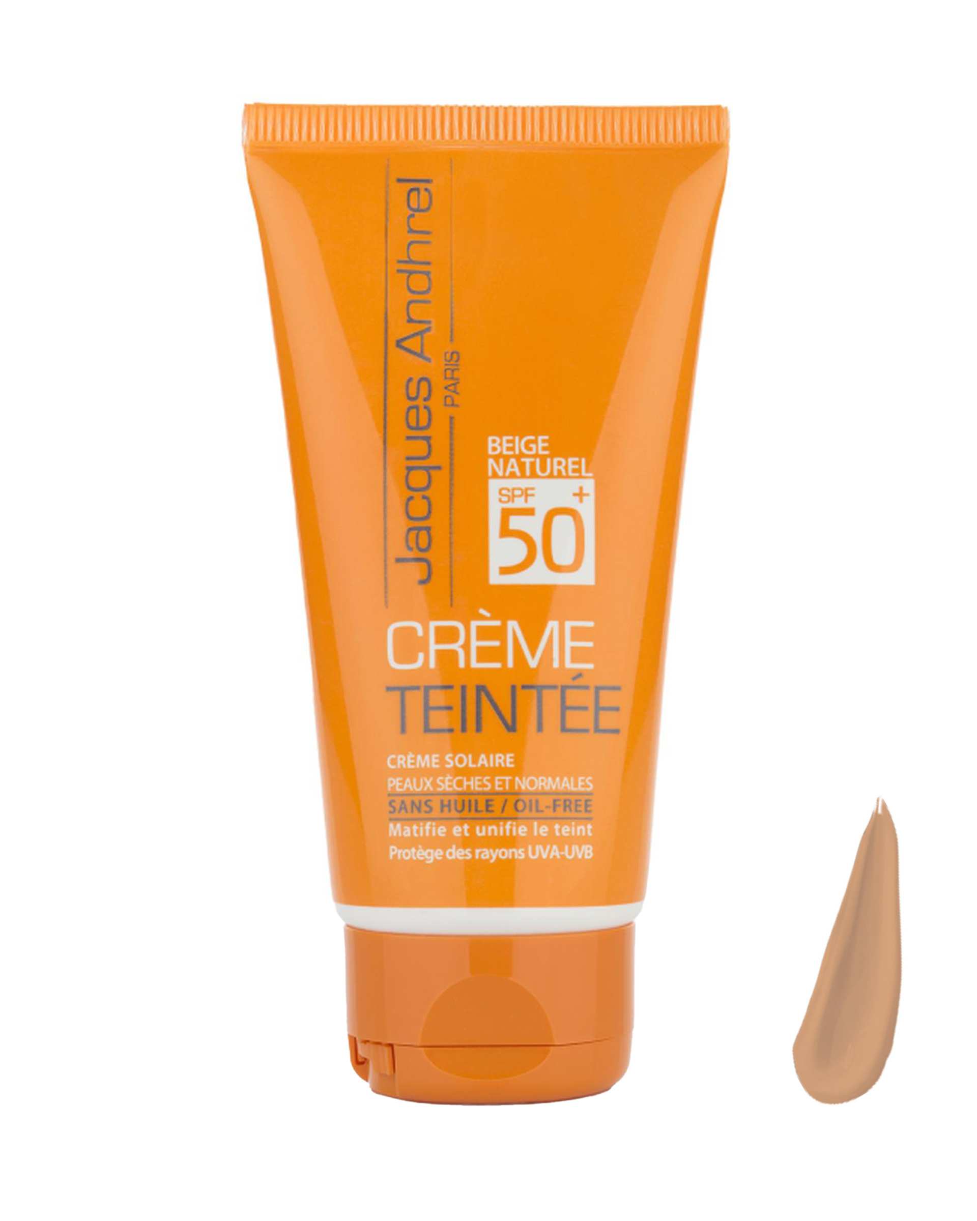 کرم ضد آفتاب رنگی +SPF50 ژاک آندرل پاریس Jacques Andhrel Paris مناسب پوست های خشک و معمولی رنگ بژ طبیعی 50ml