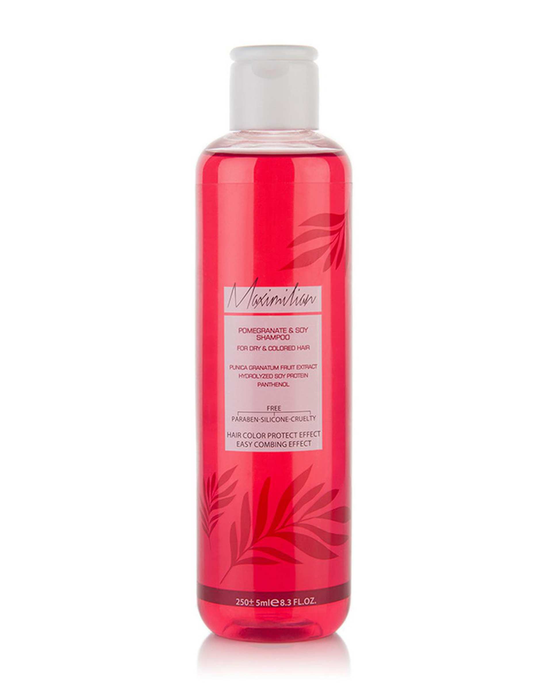 شامپوی مو ماکسیمیلیان Maximilian مناسب موهای خشک و رنگ شده حاوی انار و سویا 250ml