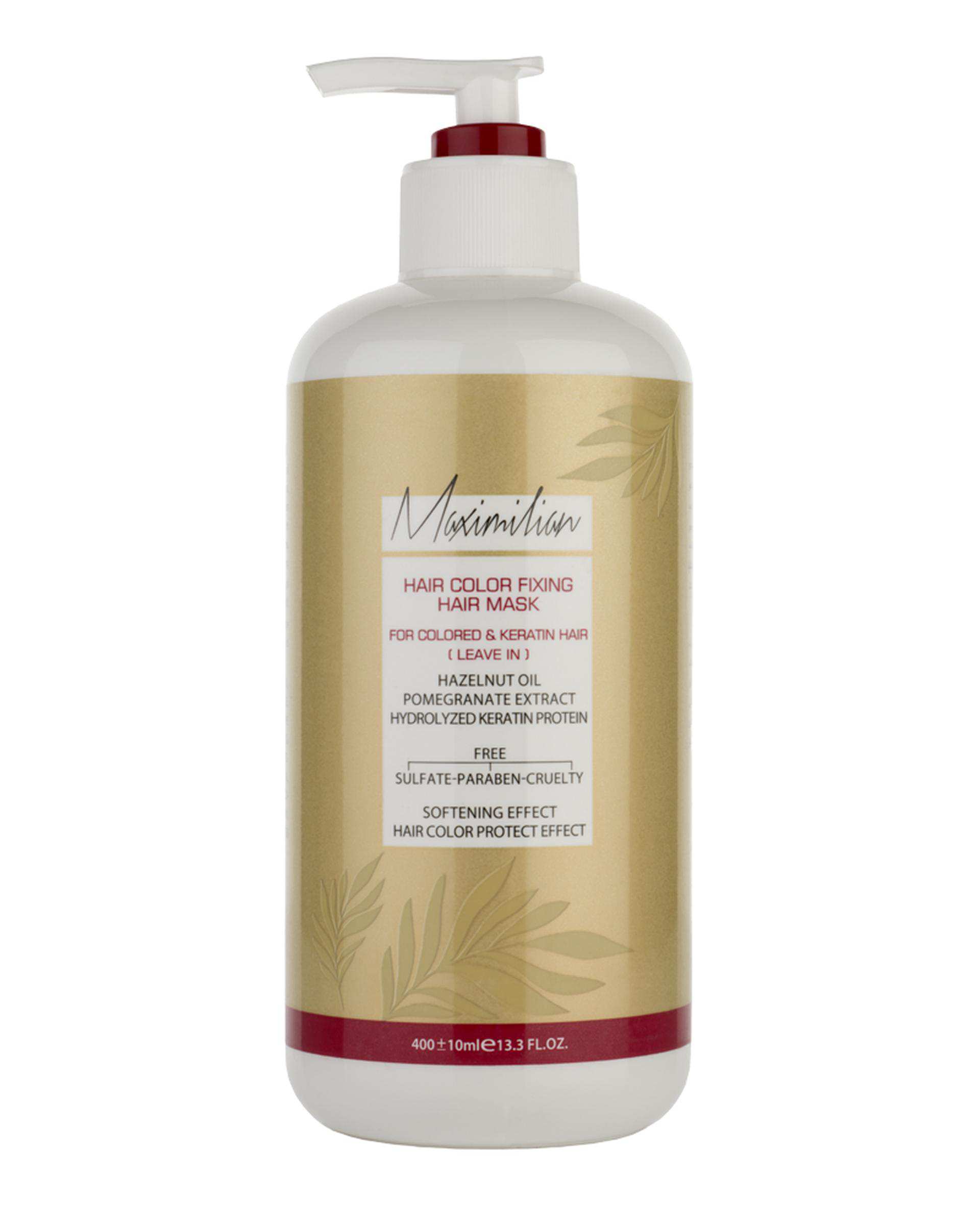 ماسک مو کراتین و کلاژن فاقد سولفات بدون آبکشی ماکسیمیلیان Maximilian حجم 400ml