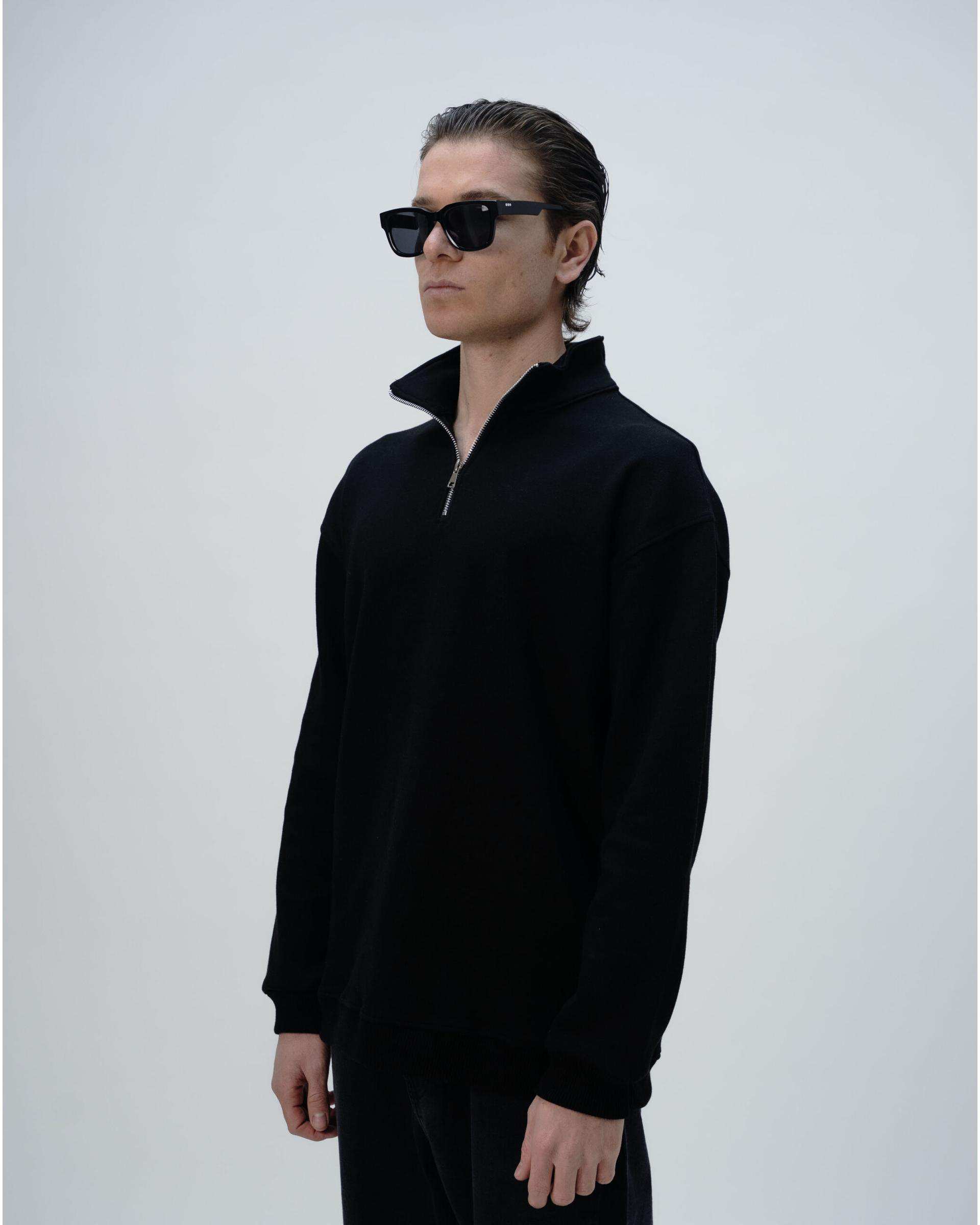 سویشرت مردانه نیم زیپ مشکی نفیر ور Nafir Wear کد 52010