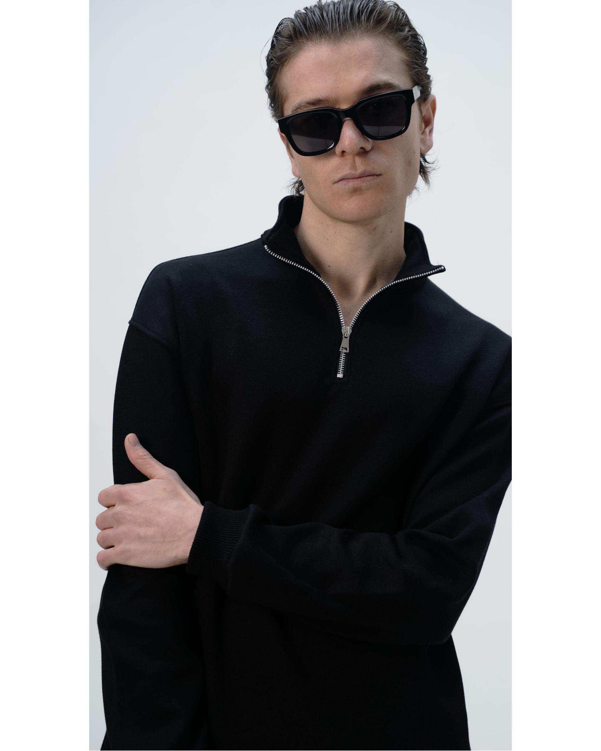 سویشرت مردانه نیم زیپ مشکی نفیر ور Nafir Wear کد 52010