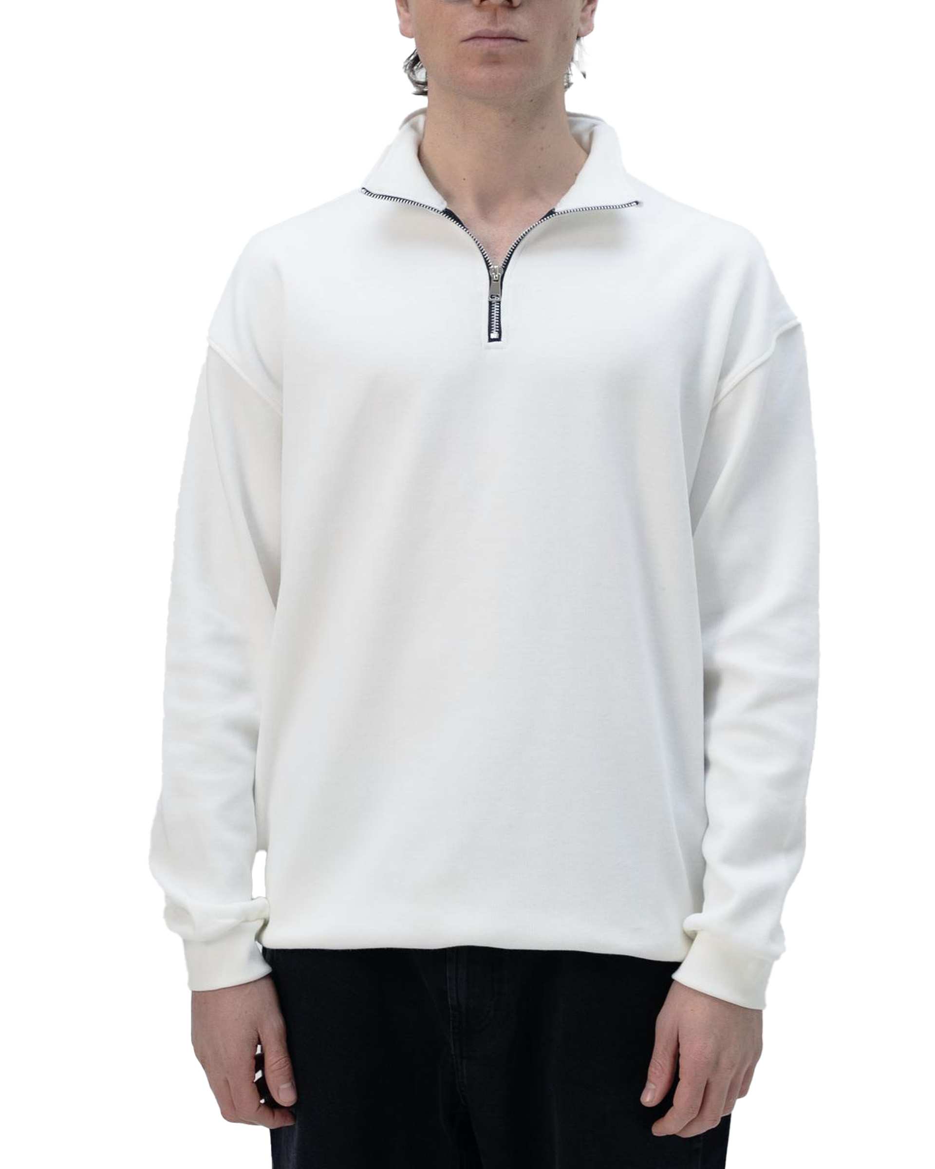 سویشرت مردانه نیم زیپ سفید نفیر ور Nafir Wear کد 52010