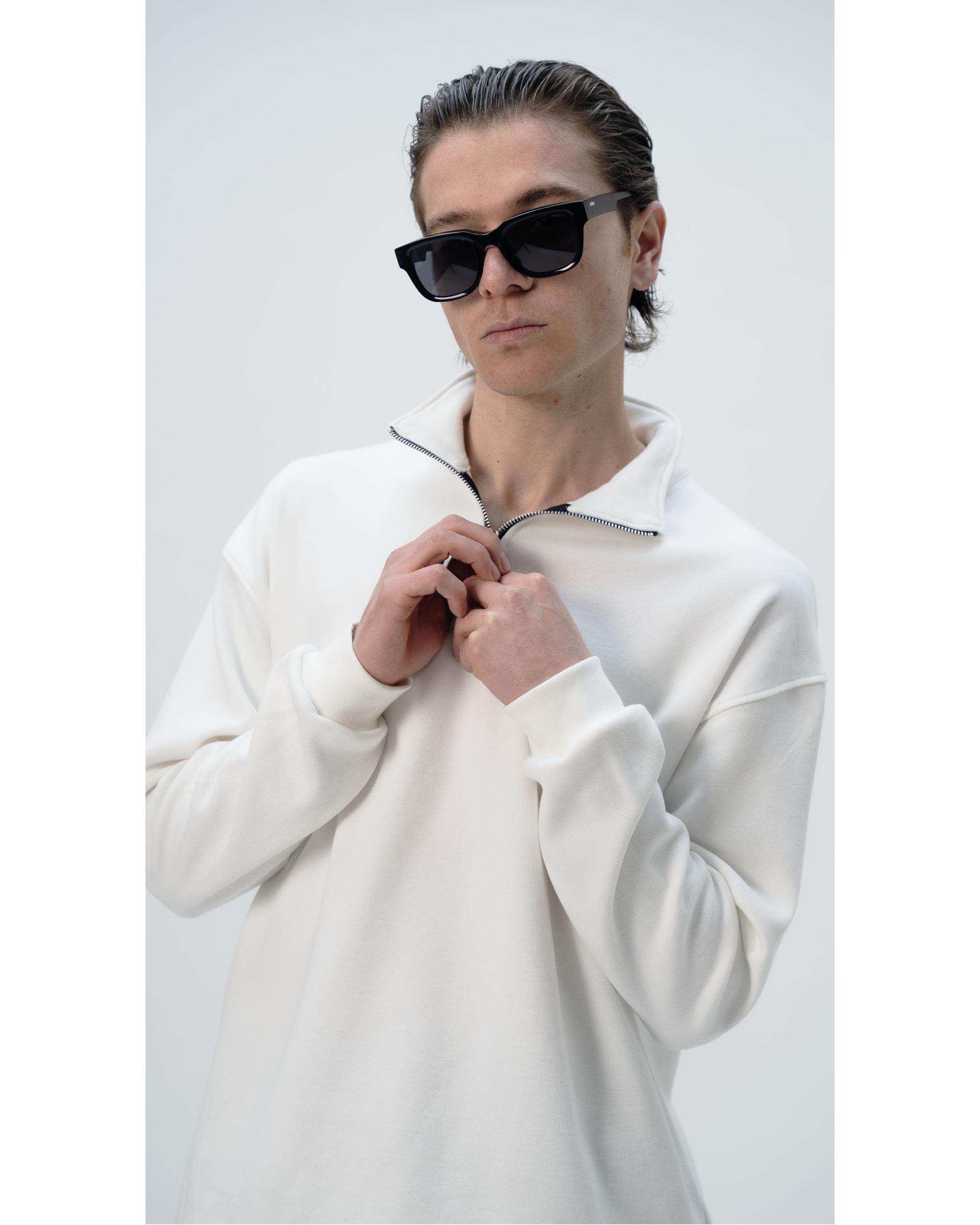 سویشرت مردانه نیم زیپ سفید نفیر ور Nafir Wear کد 52010