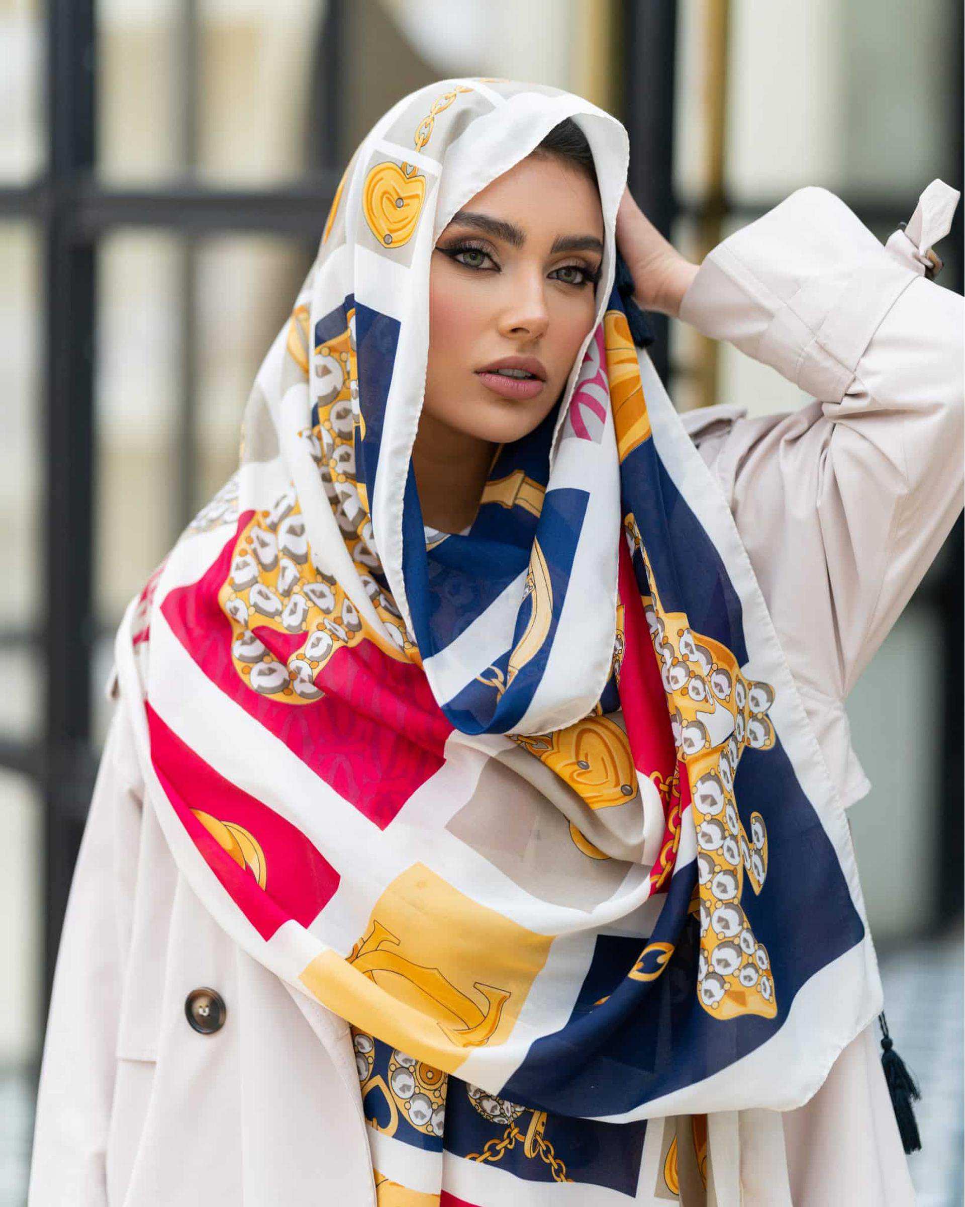 شال زنانه وال ترک سرمه ای جی دو GIDO طرح چنل کد 845