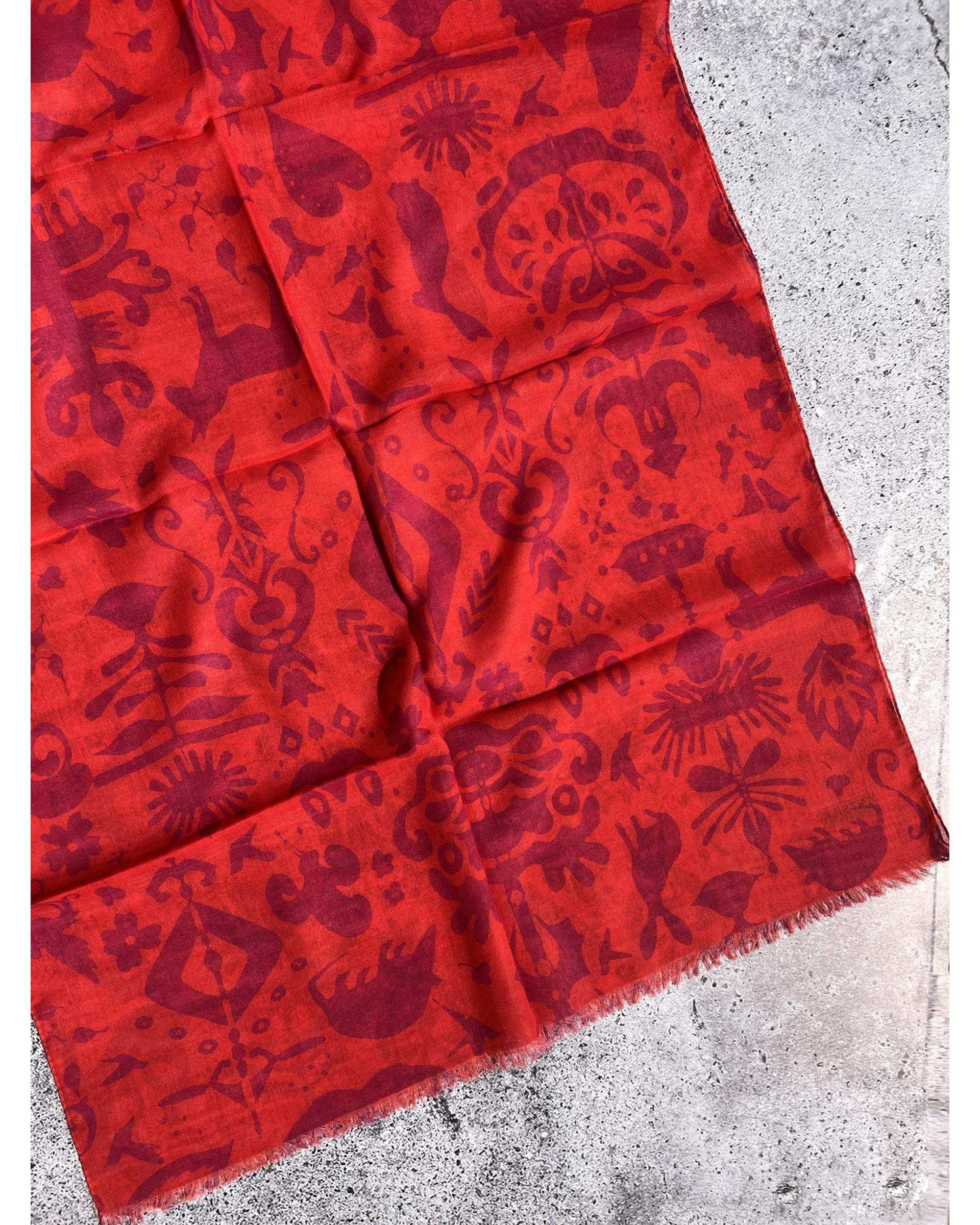 شال زنانه نخی قرمز جی دو GIDO کد 572