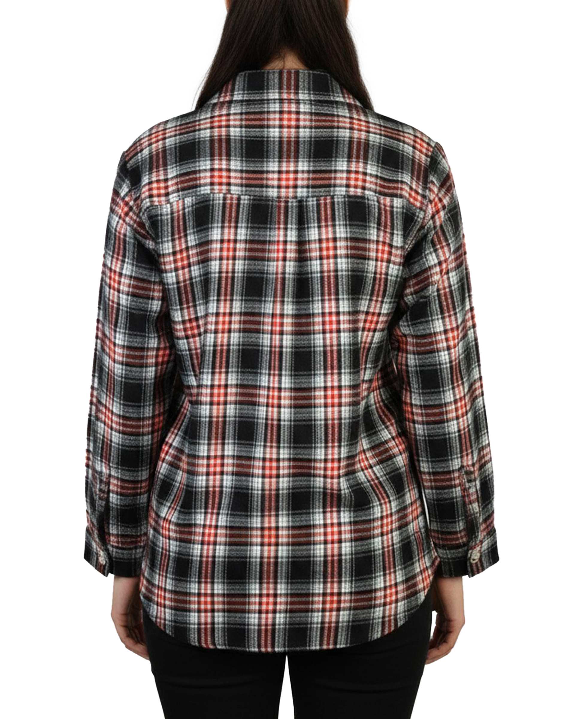 شومیز زنانه کشمیر چهارخانه مشکی قرمز کد 342