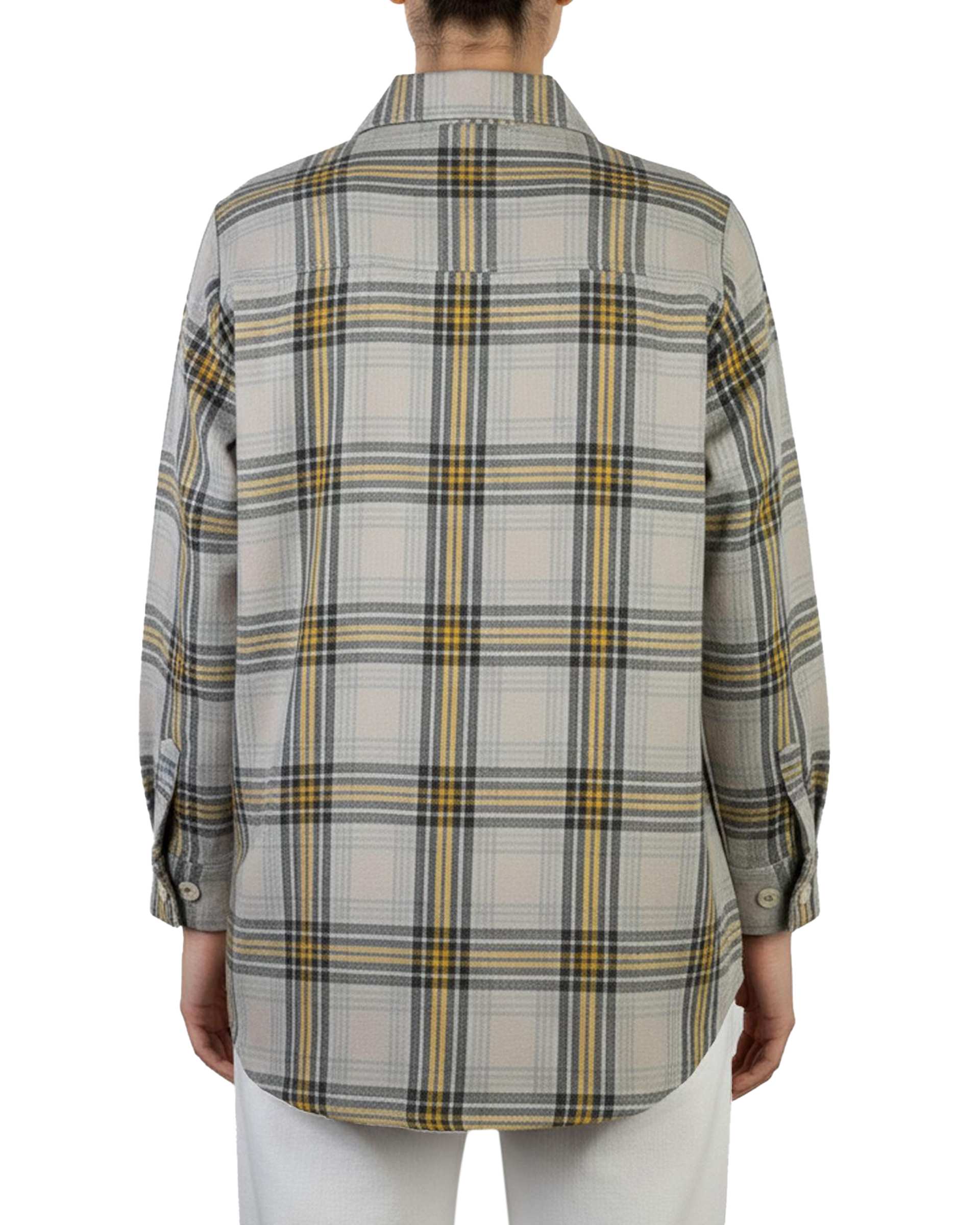 شومیز زنانه کشمیر چهارخانه سفید مشکی کد 341