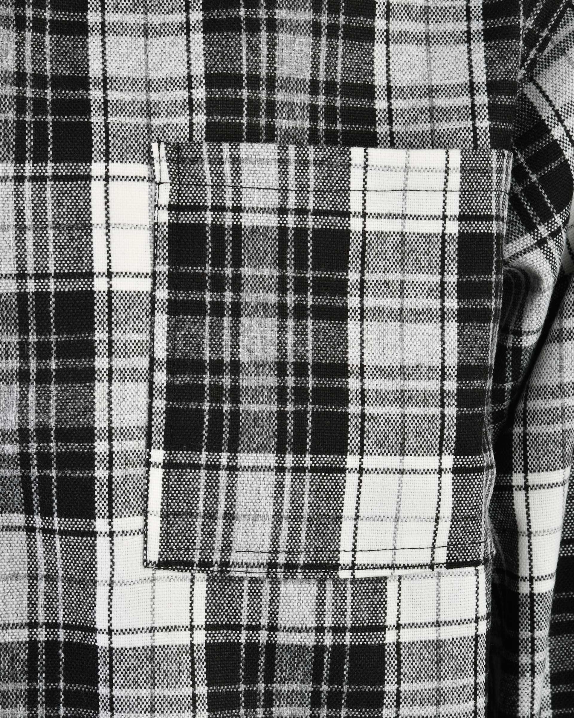 شومیز زنانه کشمیر چهارخانه طوسی مشکی کد 340