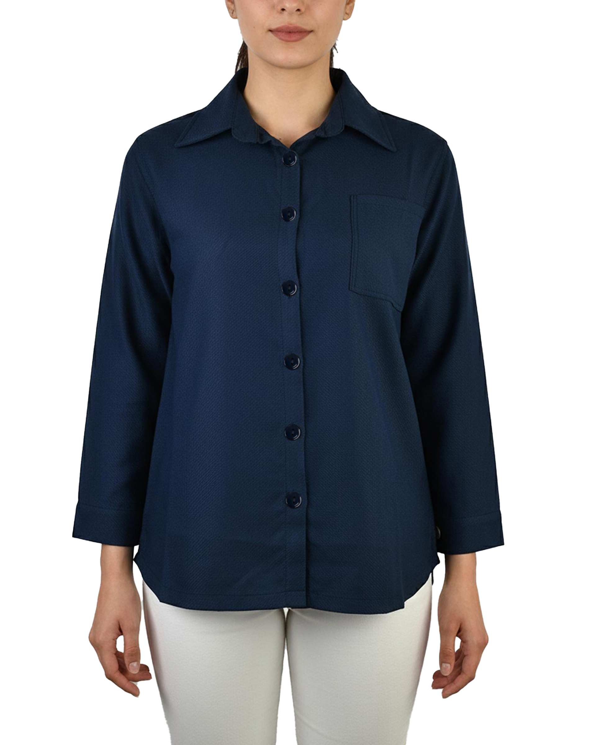 شومیز زنانه کشمیر سرمه ای کد 337