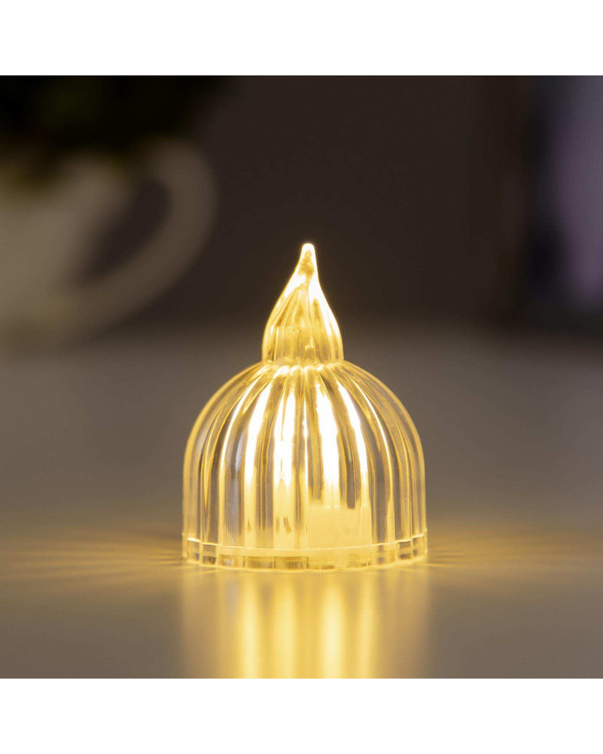 شمع ال ای دی مدل کریستالی شفاف طرح SUN مجموعه 6 عددی